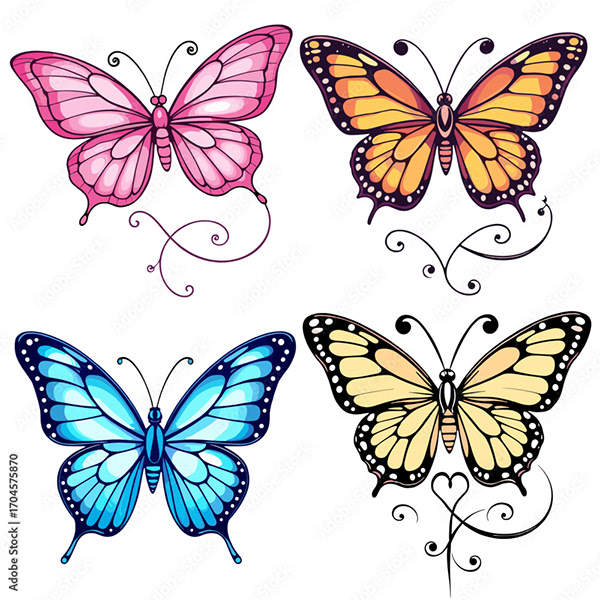 Butterflies Collection — Adobe Stock 1704575870