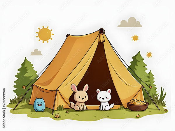 Camping - Hiking - tents — Adobe Stock 960999944