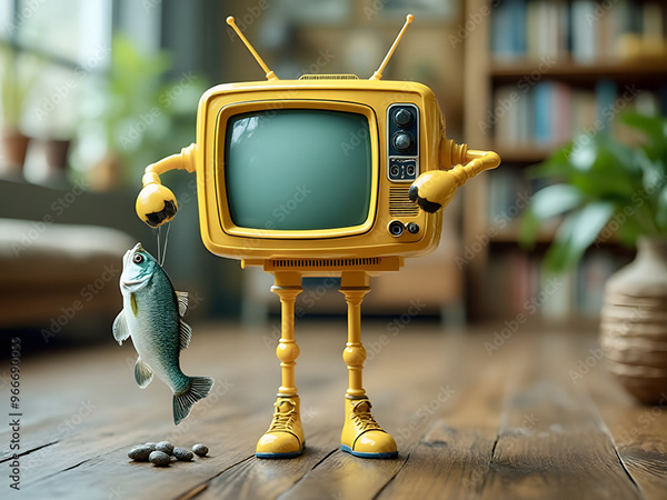 Vintage Yellow Tv's — Adobe Stock 966690055