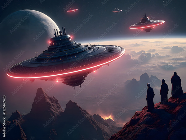 Ufo - Spaceship - Flying Saucers — Adobe Stock 1126167423