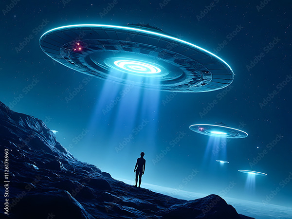 Ufo - Spaceship - Flying Saucers — Adobe Stock 1126176960