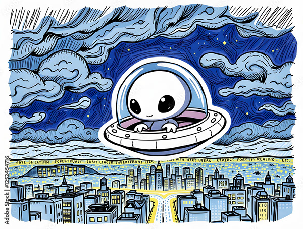 Ufo - Spaceship - Flying Saucers — Adobe Stock 1252454716