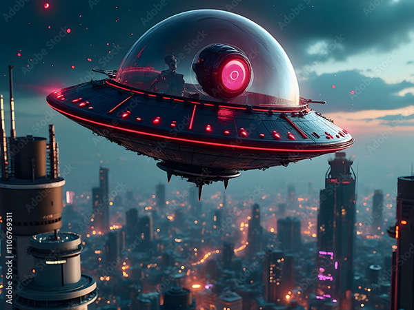 Ufo - Spaceship - Flying Saucers — Adobe Stock 1106769311