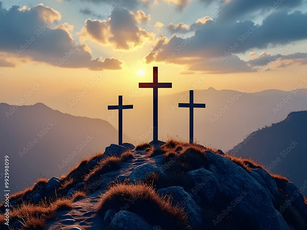 Jesus Christ Crosses- Christian — Adobe Stock 992998099