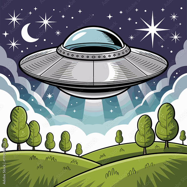 Ufo - Spaceship - Flying Saucers — Adobe Stock 1706580762