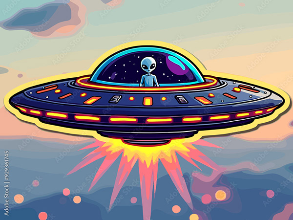 Ufo - Spaceship - Flying Saucers — Adobe Stock 929361745