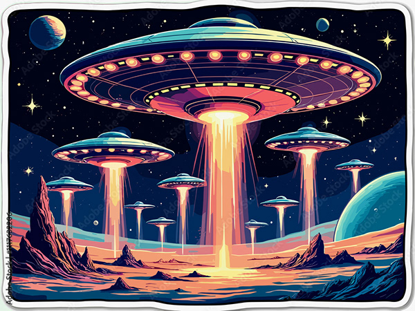 Ufo - Spaceship - Flying Saucers — Adobe Stock 1117632206