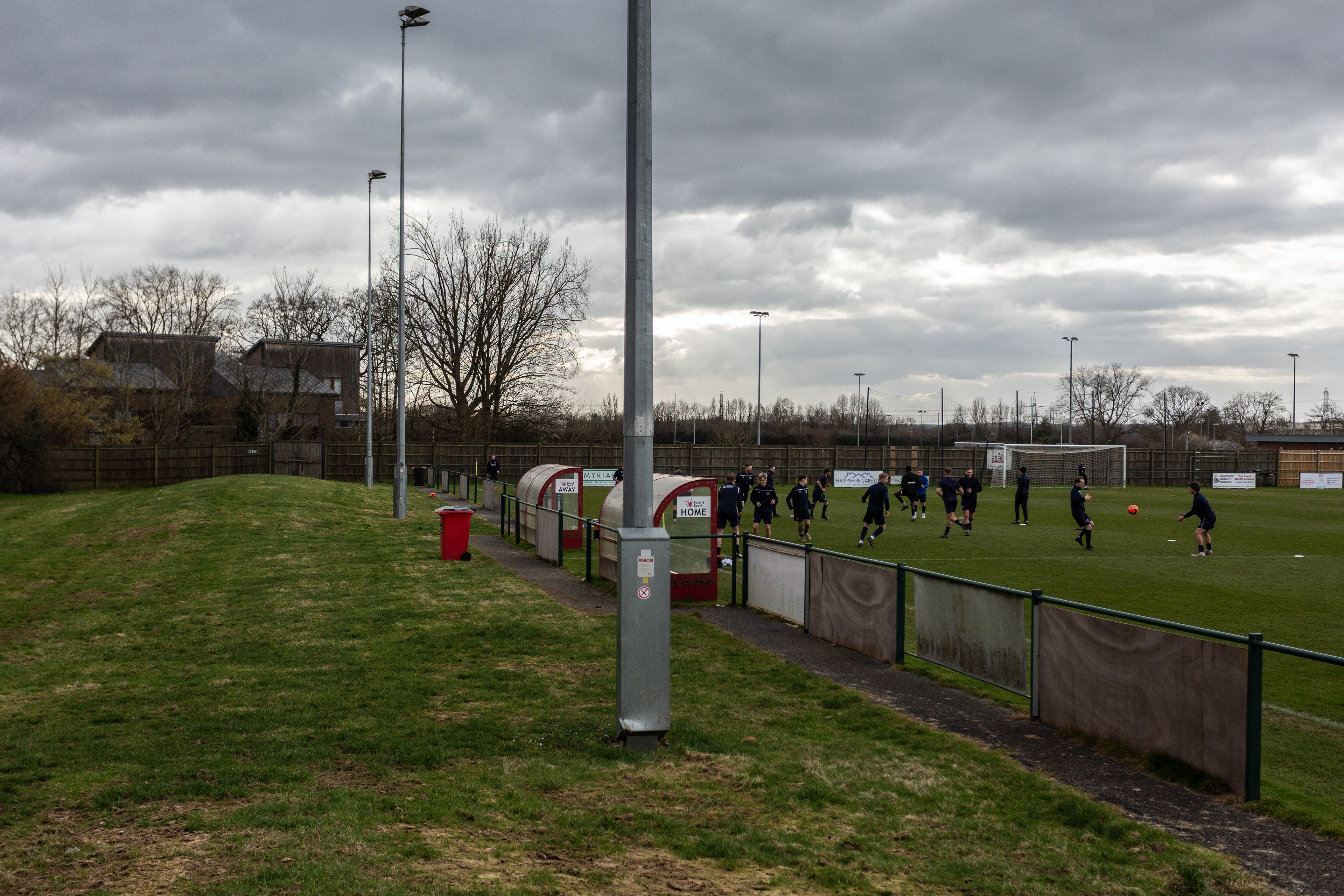 View of the dugouts at Millbrook FC