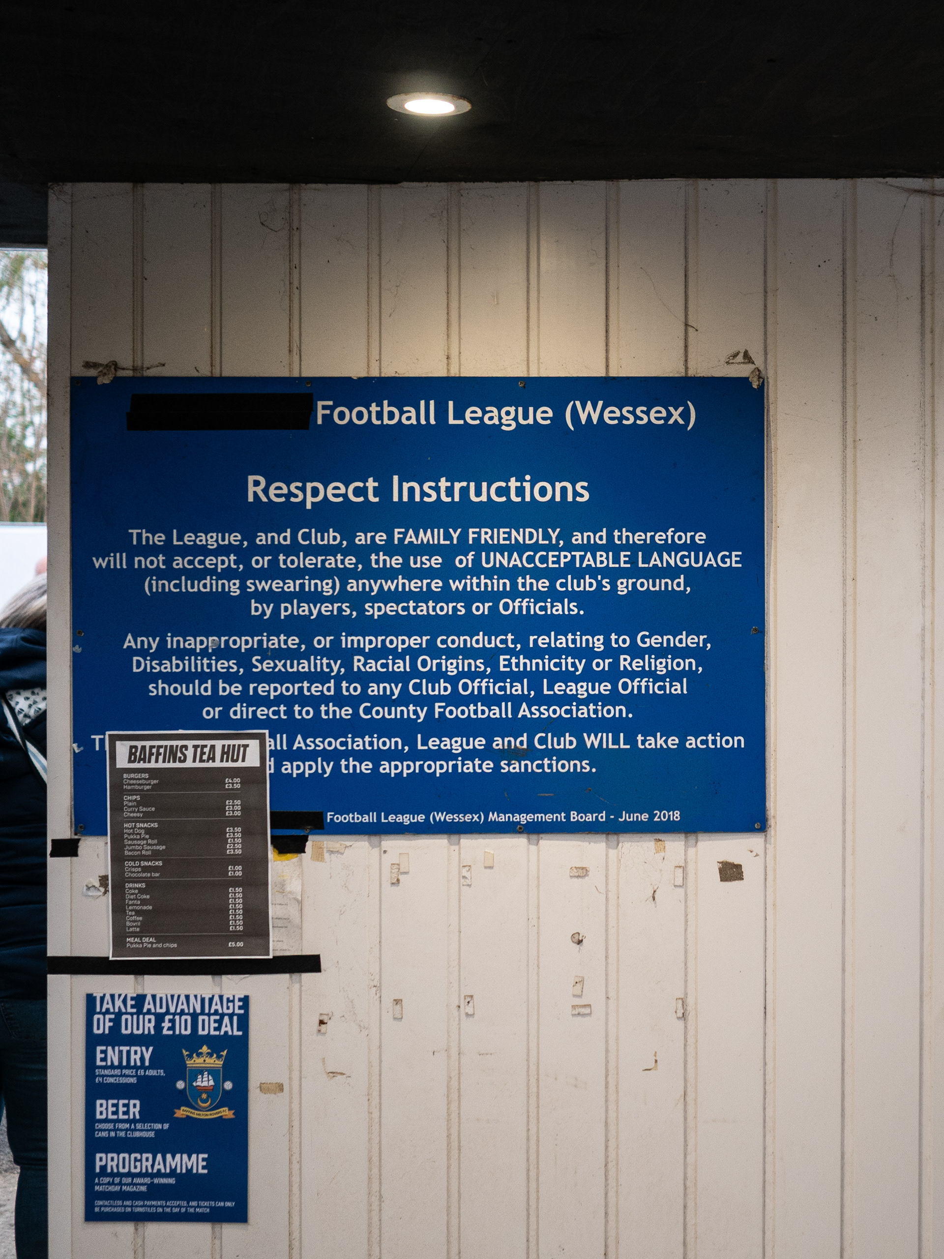 Signage at Baffins Milton Rovers FC, Portsmouth