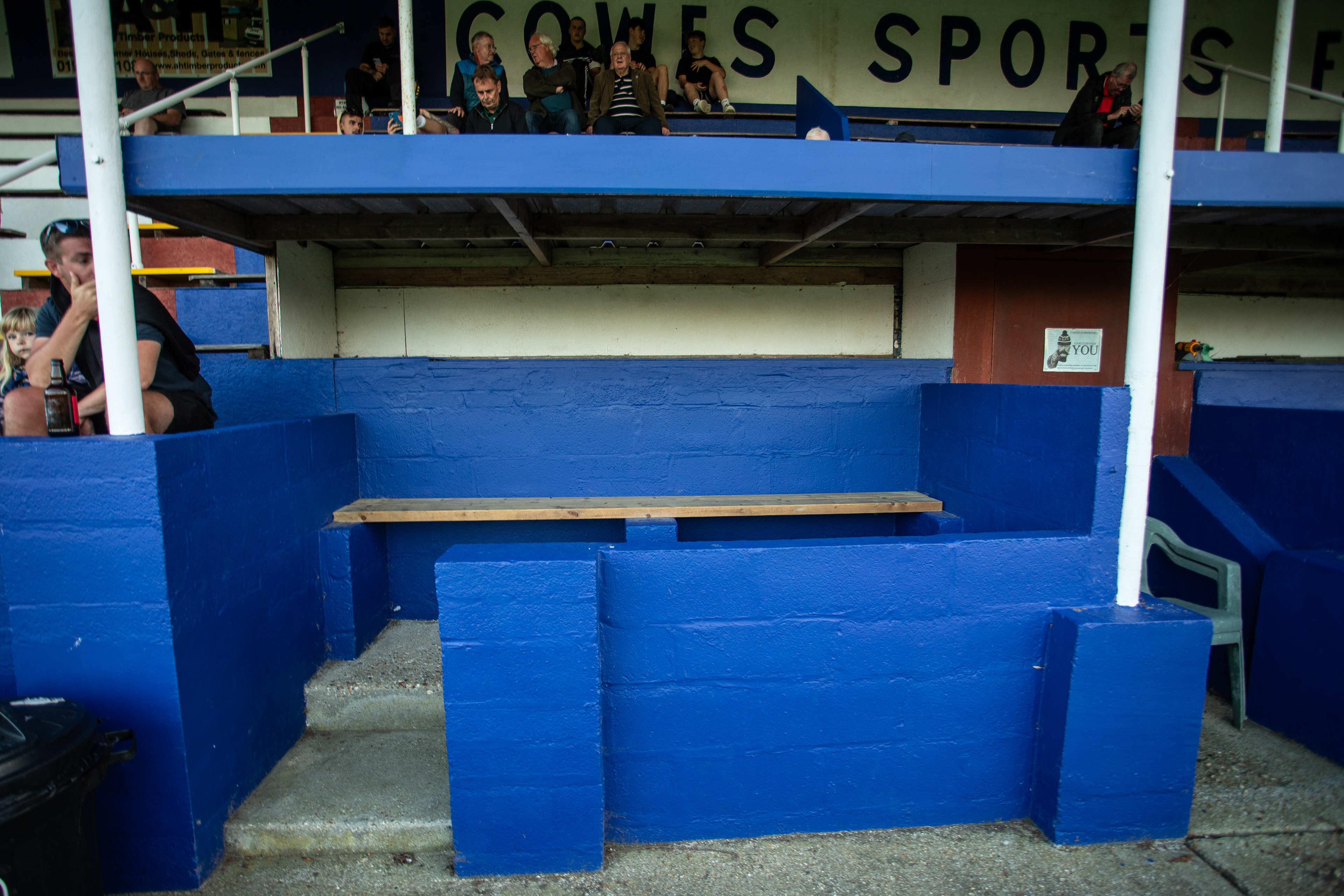 Old dugouts at Cowes Sports FC