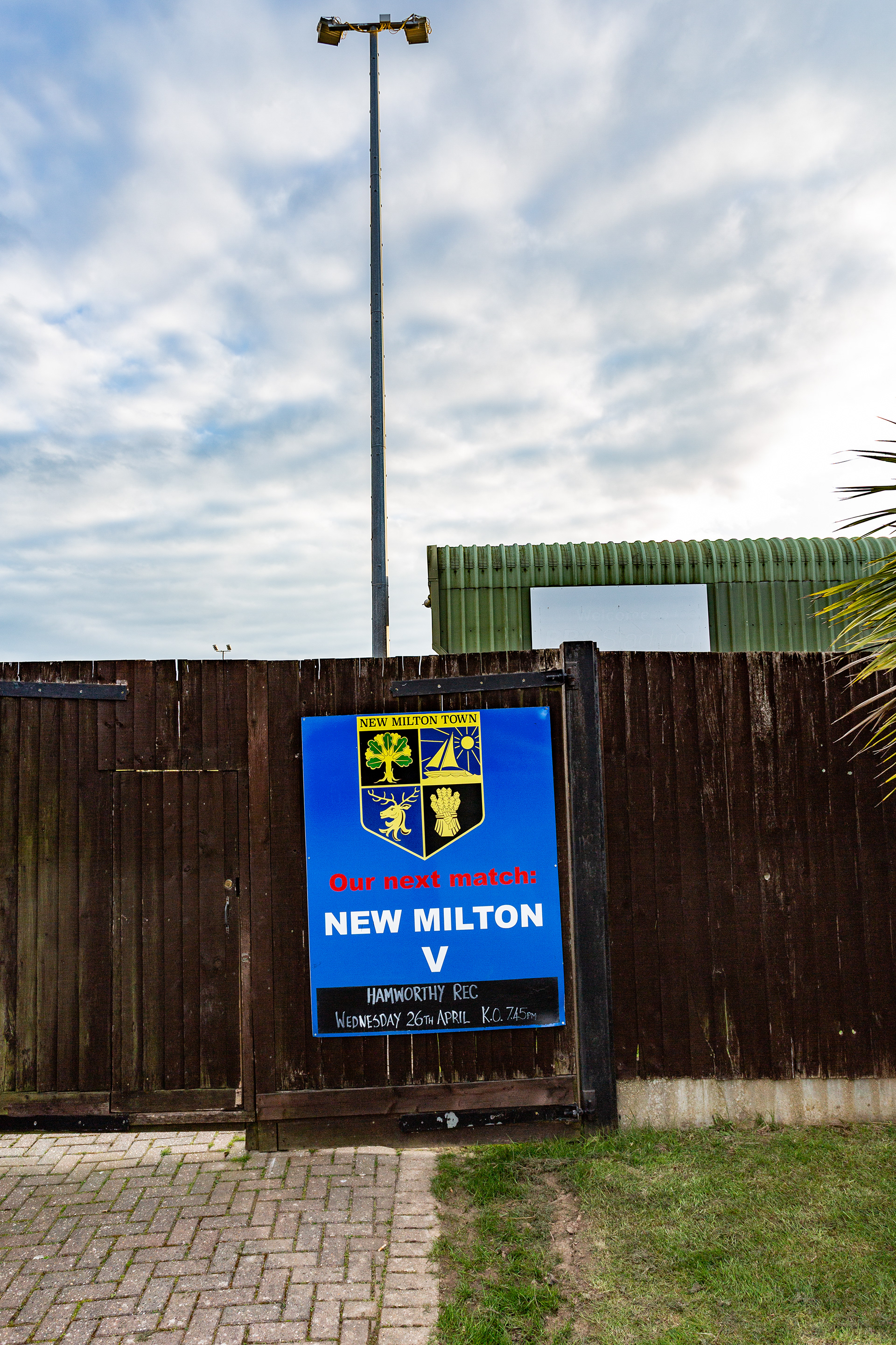 Match sign at Fawcetts Field