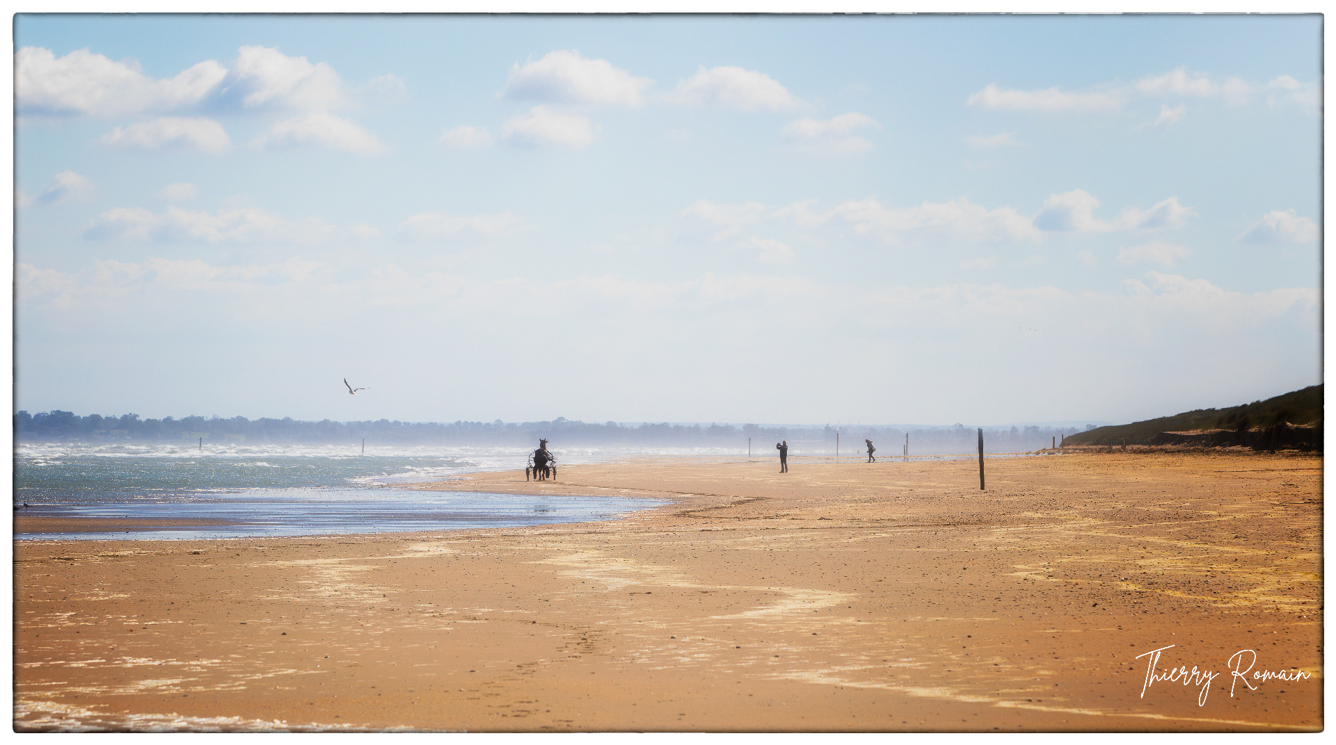 Trotting à sur la plage d'Utah Beach
