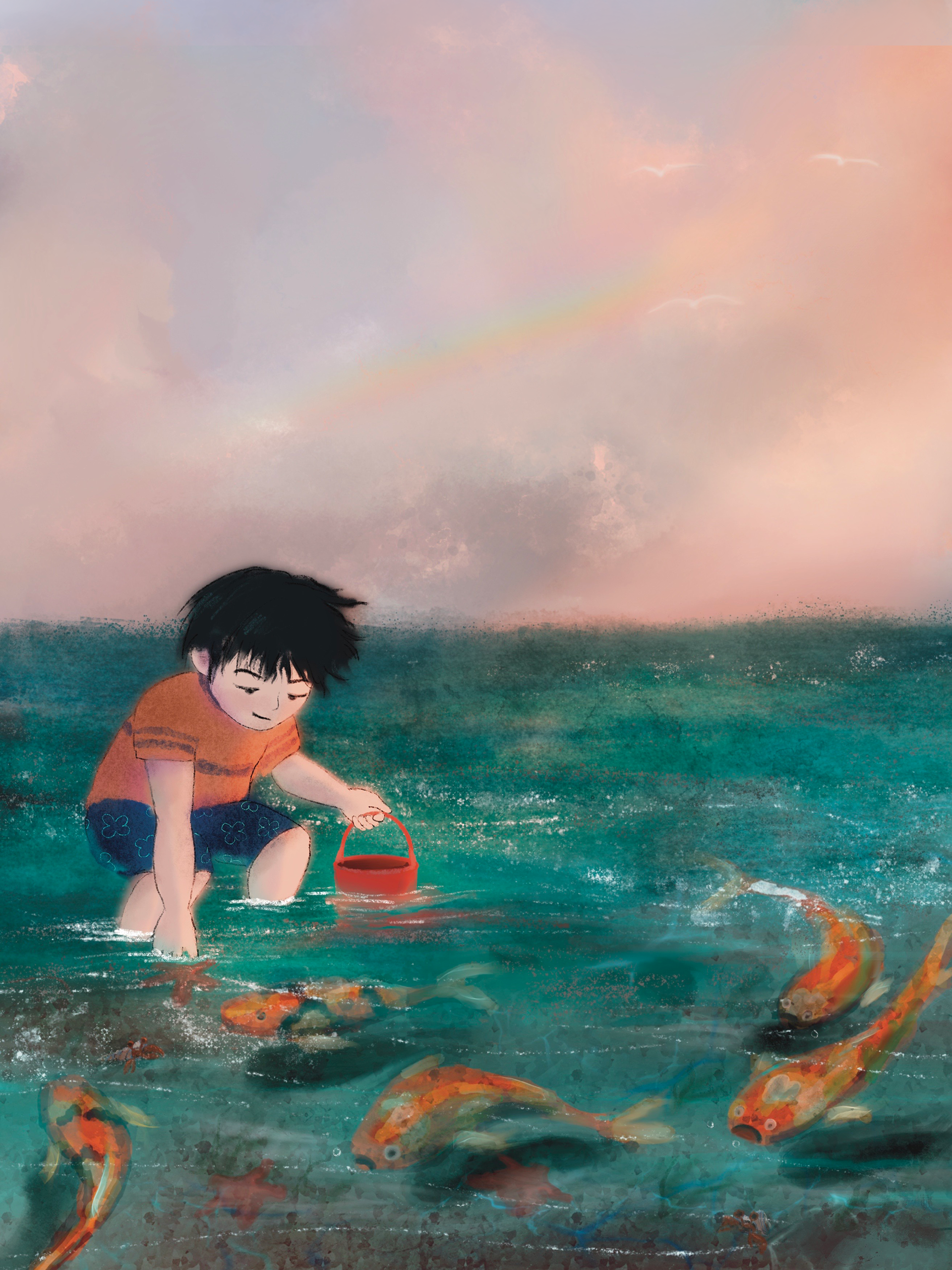 Boy and Koi