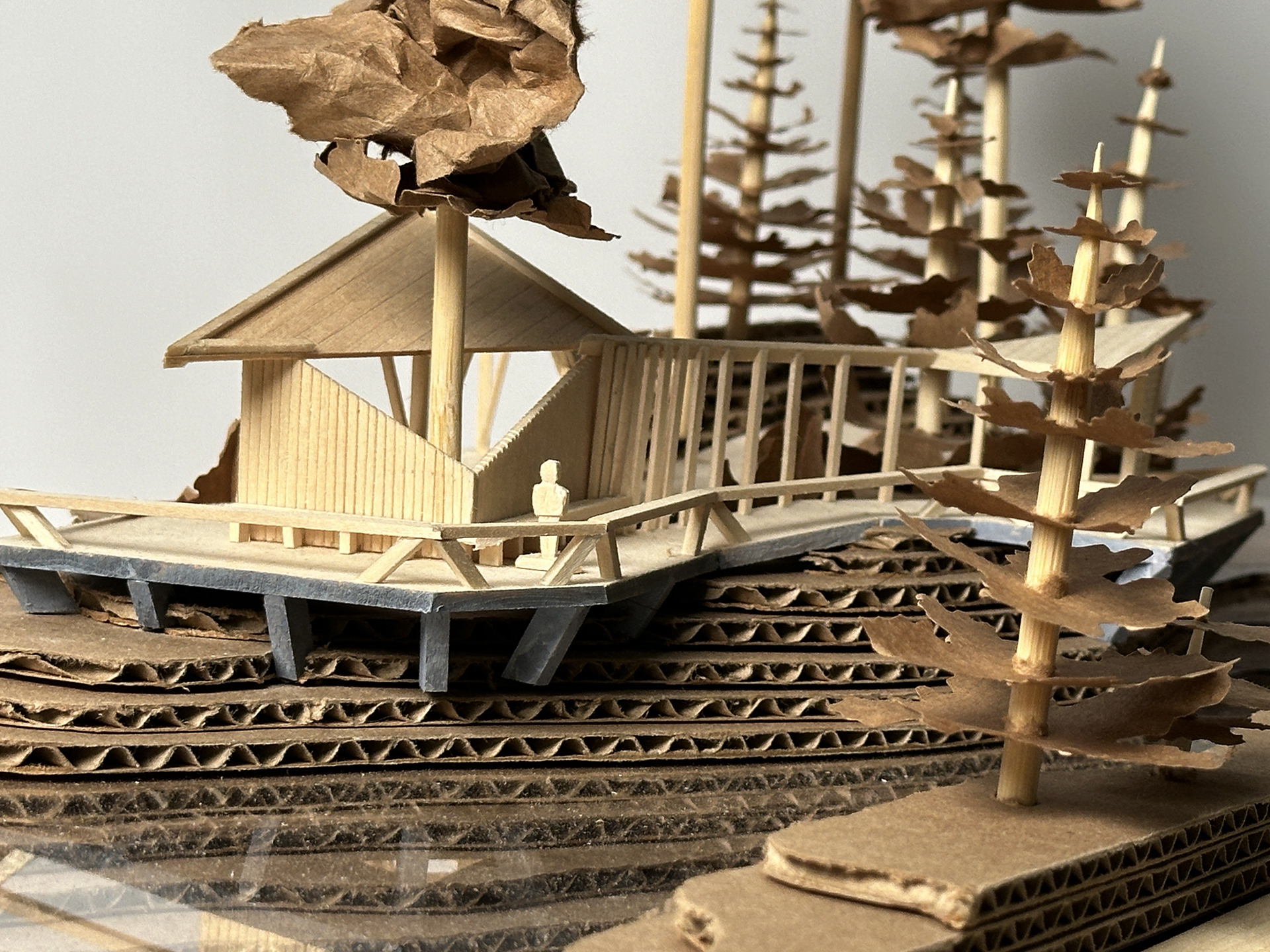 final resting pavilion where the user is greeted by the large open waterbody