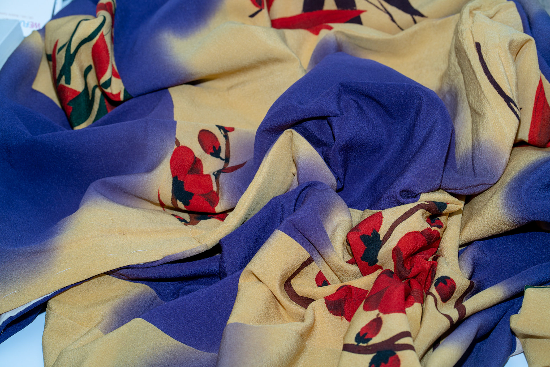 Pure Silk - Vintage (1970s) Red Flowers