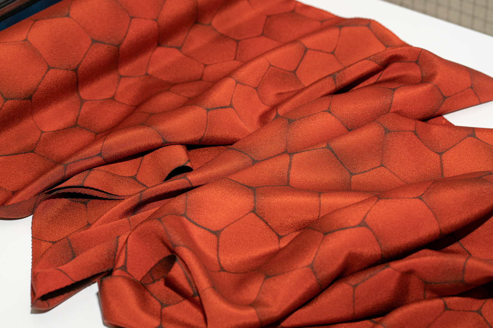 SO1 - Silk Kimono - Orange, Hexagonal with Shading