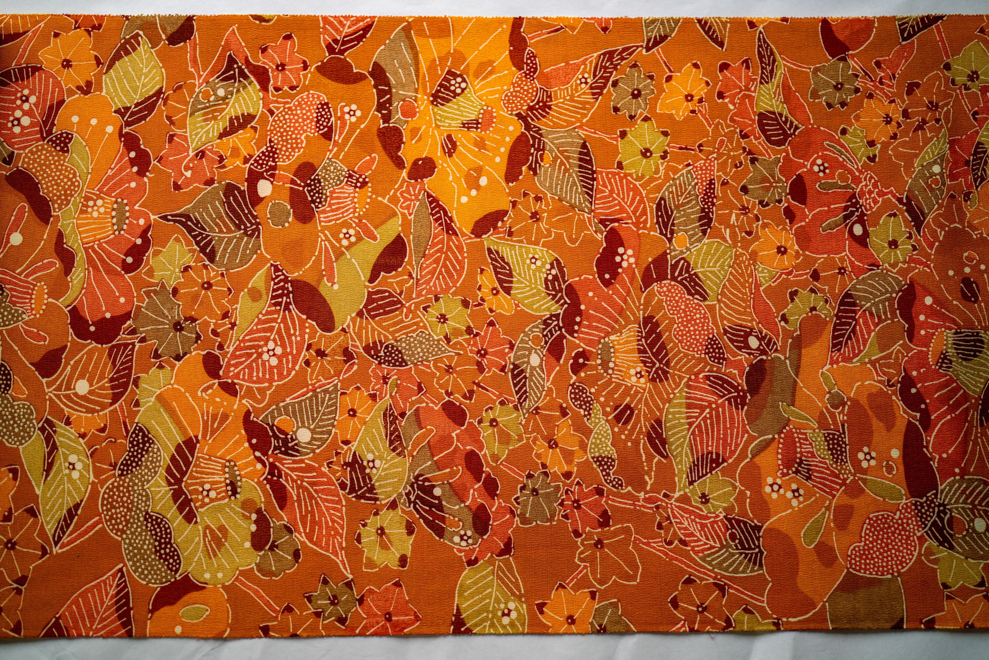 BL1 - Silk, Wool, Nylon Blend - Kimono - Flowers and Leaves