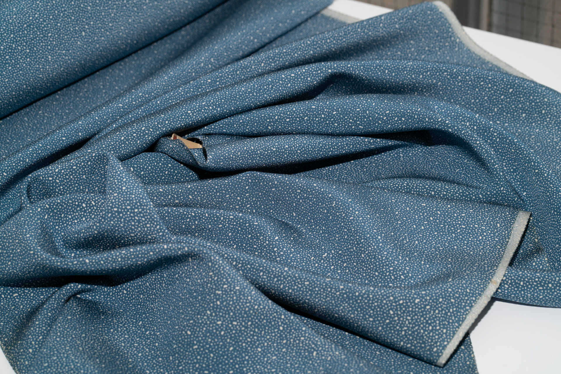 SA2 - Silk Kimono - Blue with White Dots, Slightly Stiff