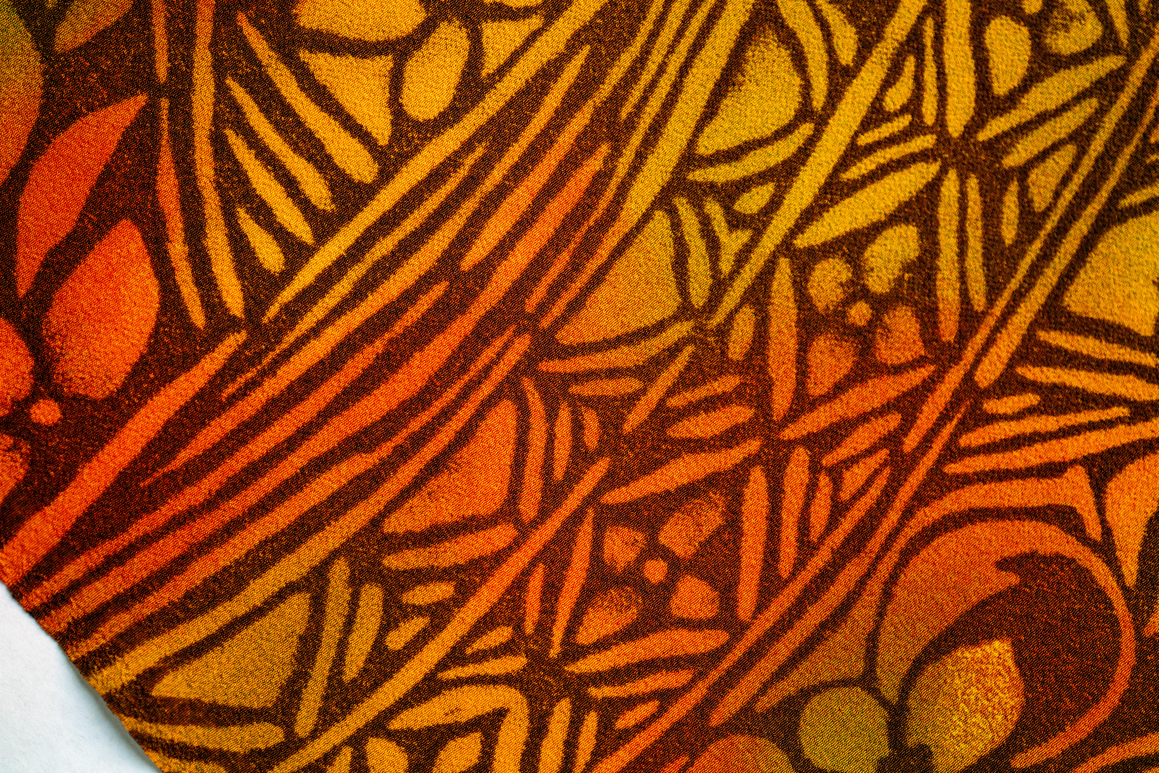 PO2 - Polyester Haori - Island Style, Red/Green/Orange, Flowers & Leaves