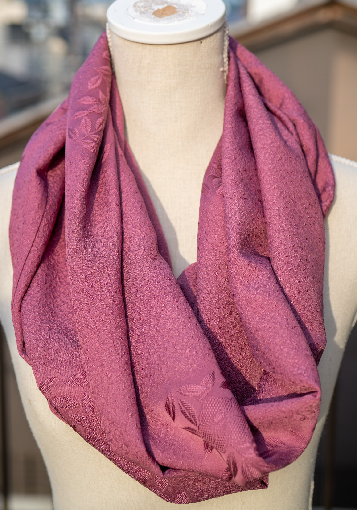 Silk Flower Scarf from KSilk Flower Infinity Scarf from Kimono Boltimono Bolt