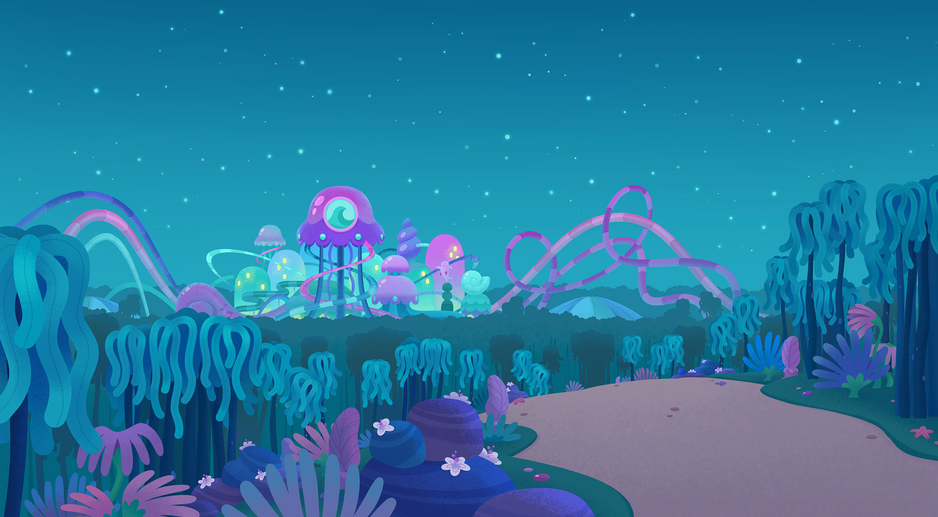 Rainforest Night - Bottlenose Bay (slides) paint by Devon Bragg