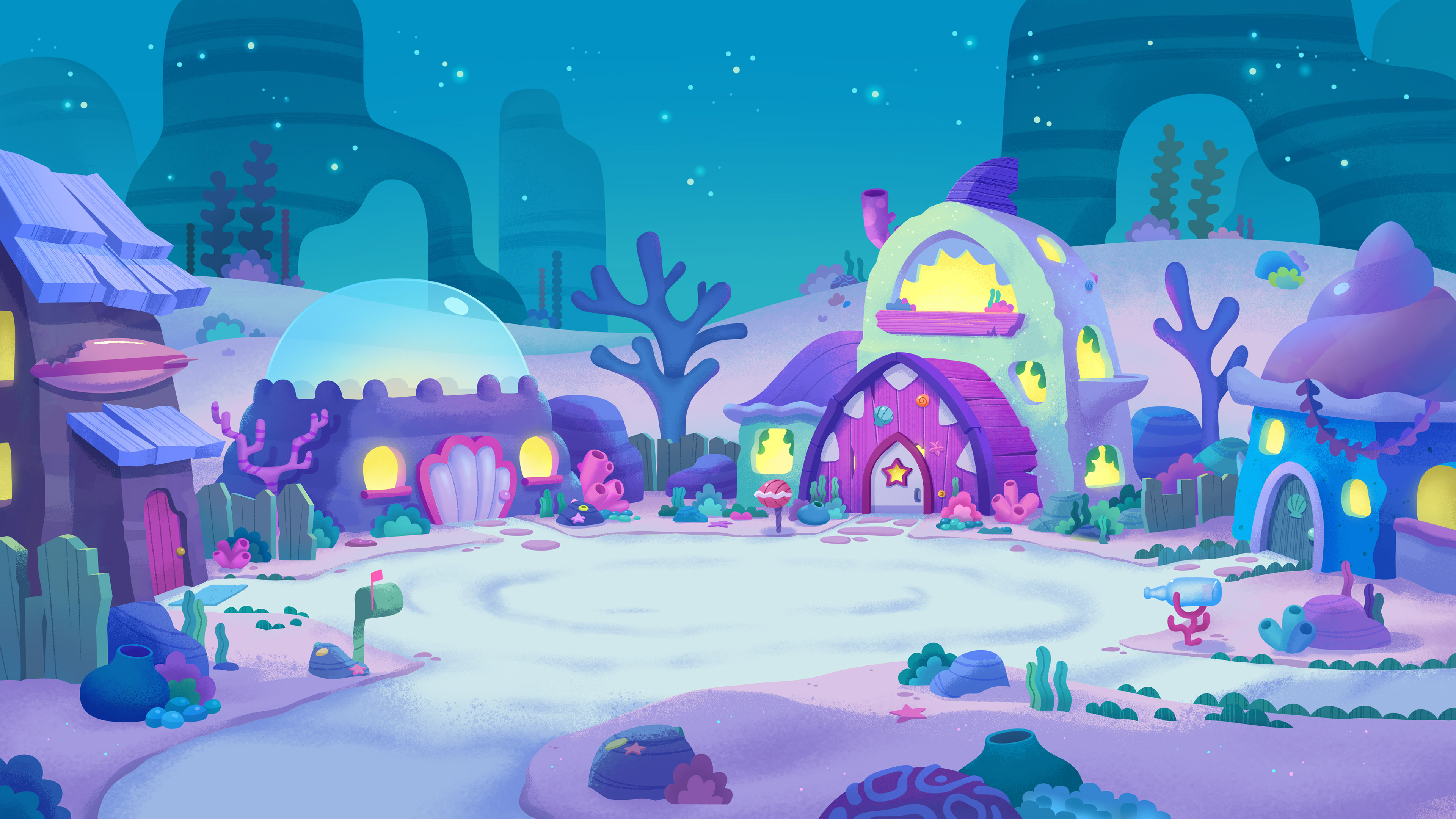 Shark House Cul de Sac at Night