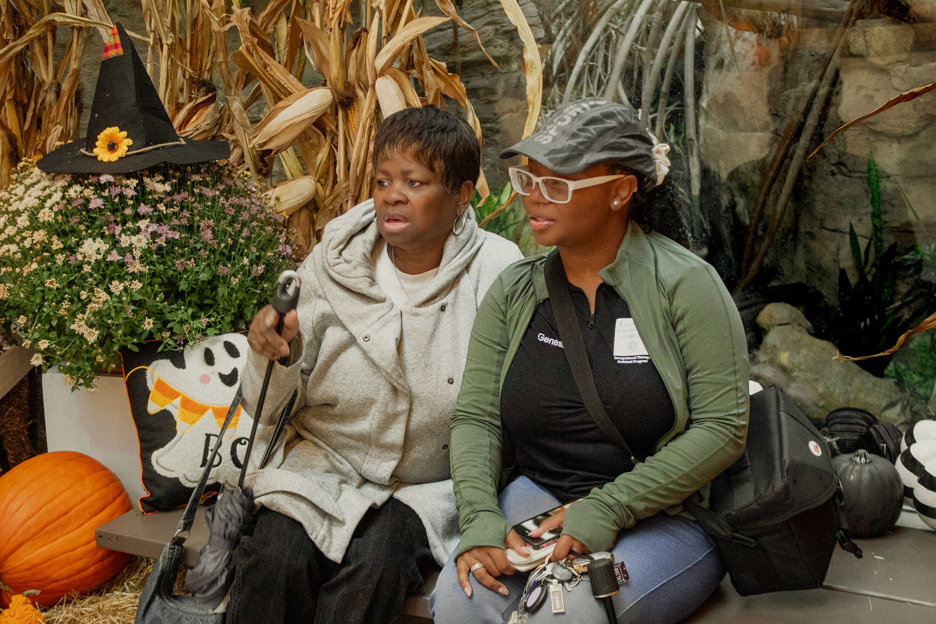 The grandmother/ grand daughter duo start their day, but, what else do you see?