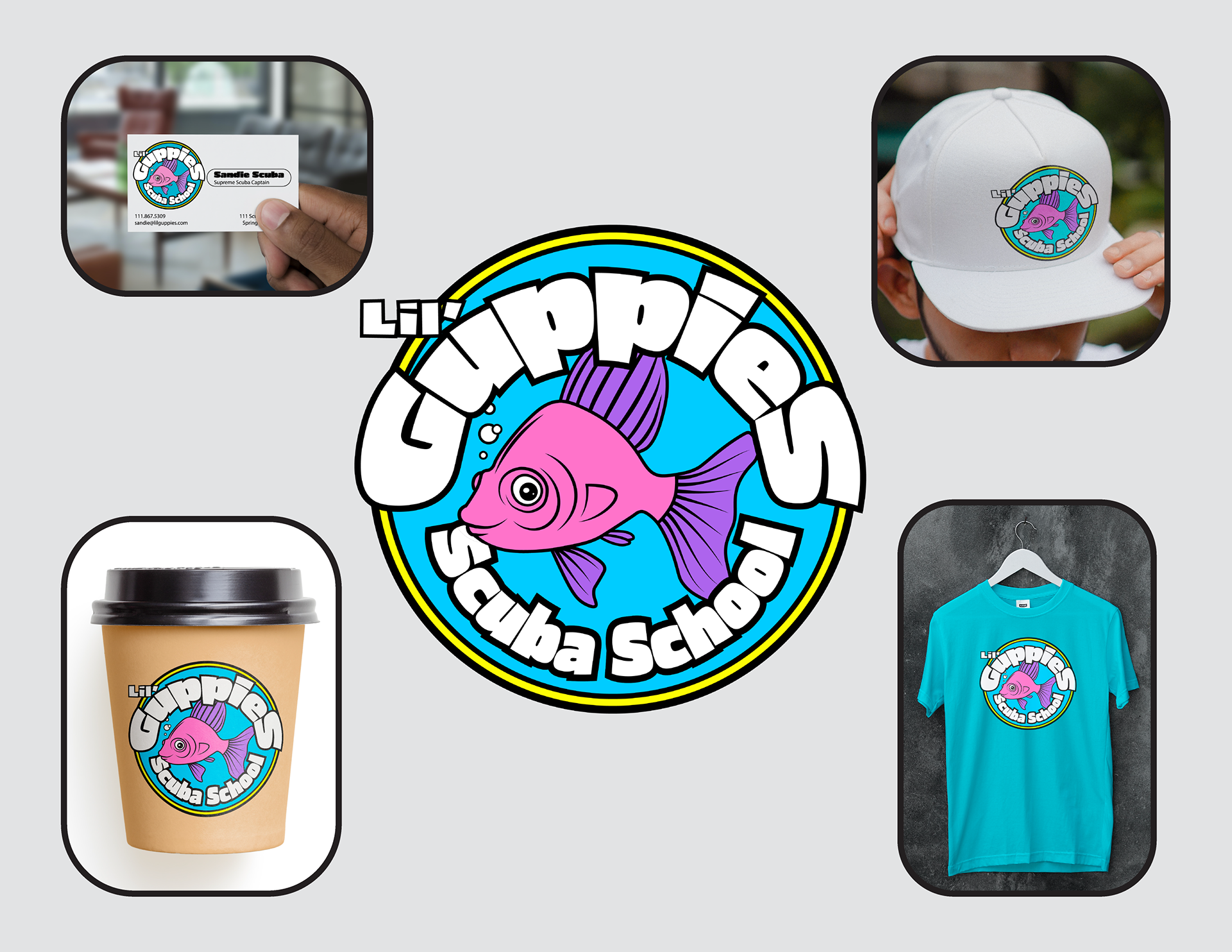 Lil' Guppies Scuba School Logo (fictional prompt)