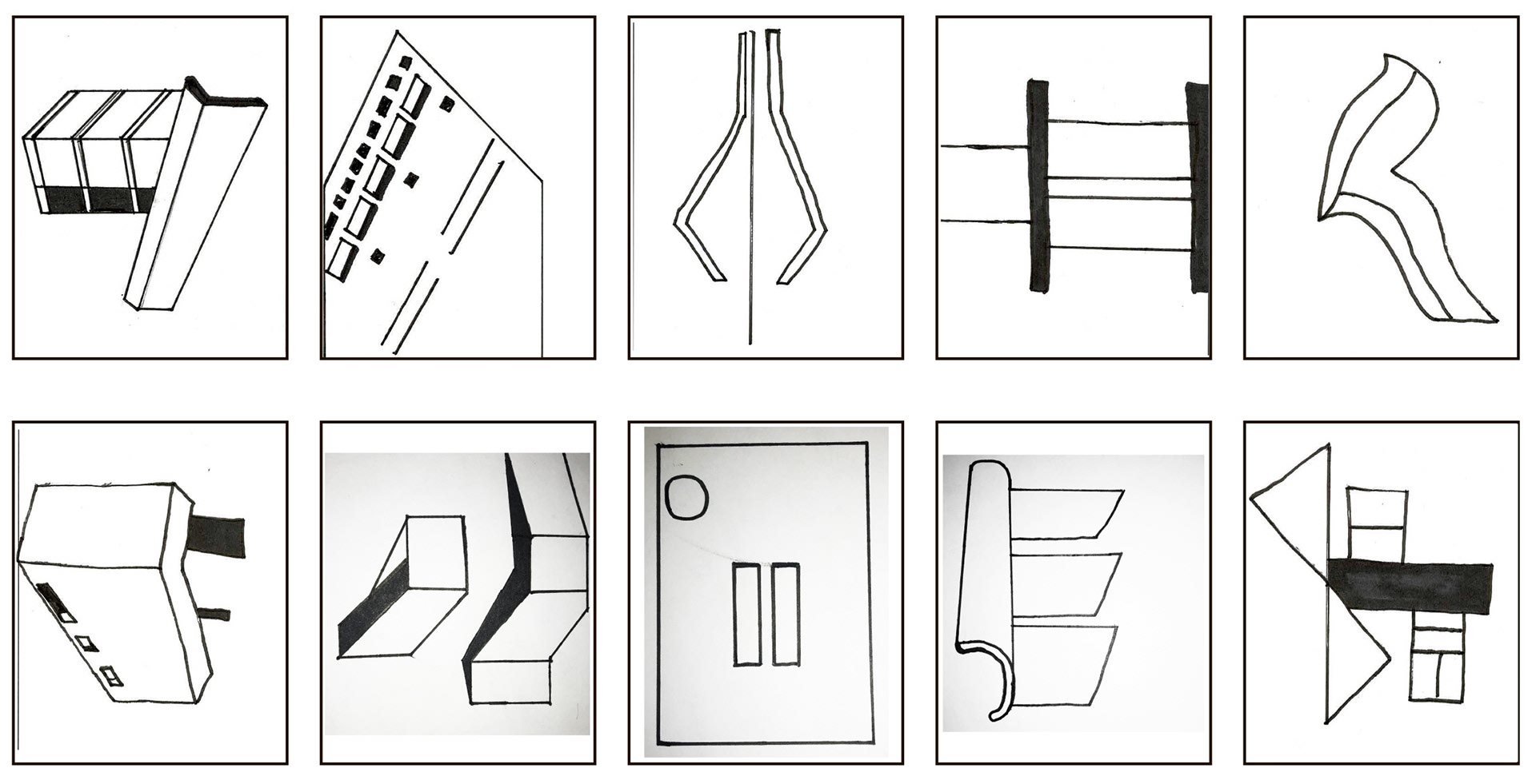 Preliminary Sketch Work of Key Elements within Various Architectural Works of Le Corbusier