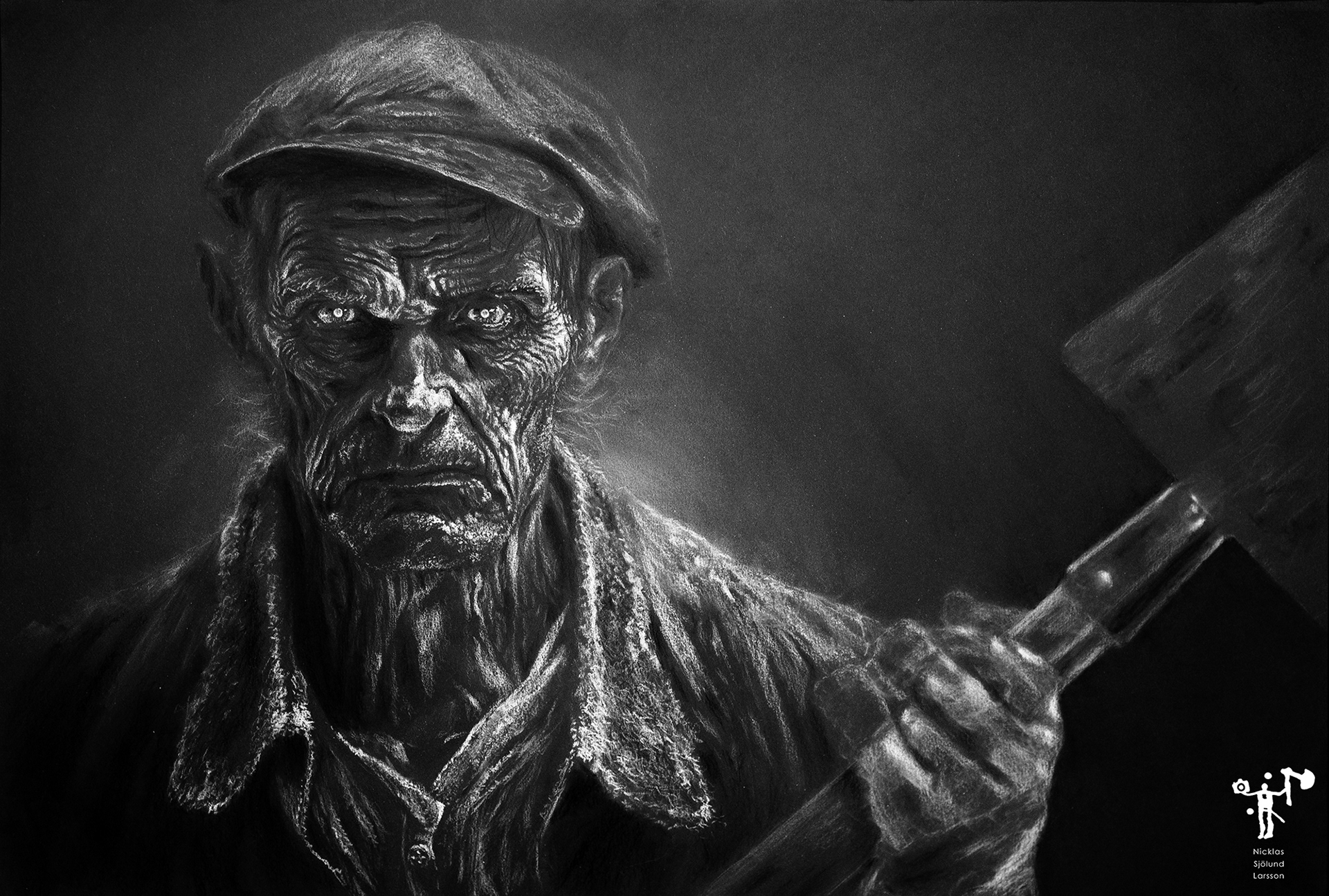 Get Off My Lawn, charcoal and white synthetic coal