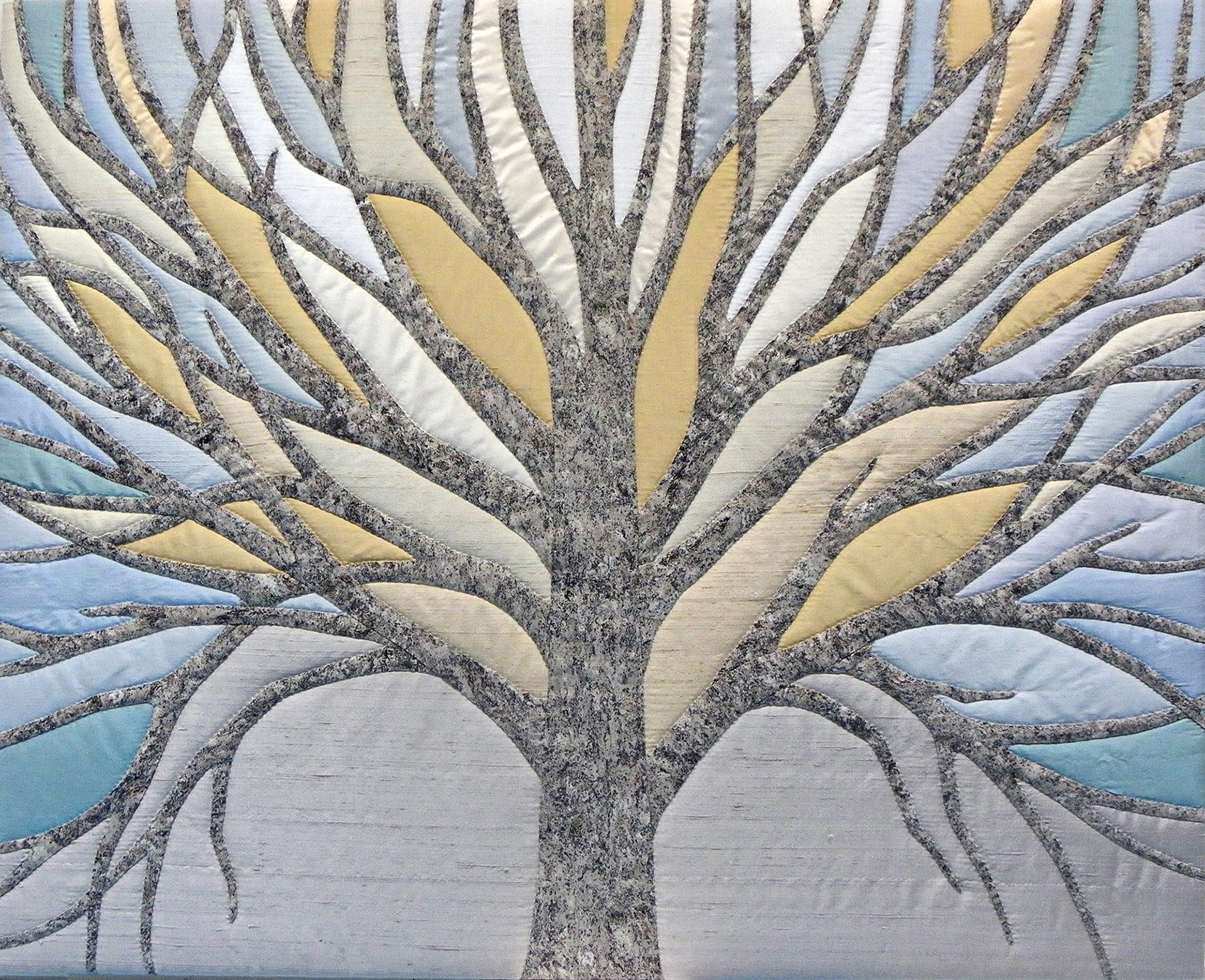 Tree of Light, 47"x38", handworked silks and cottons