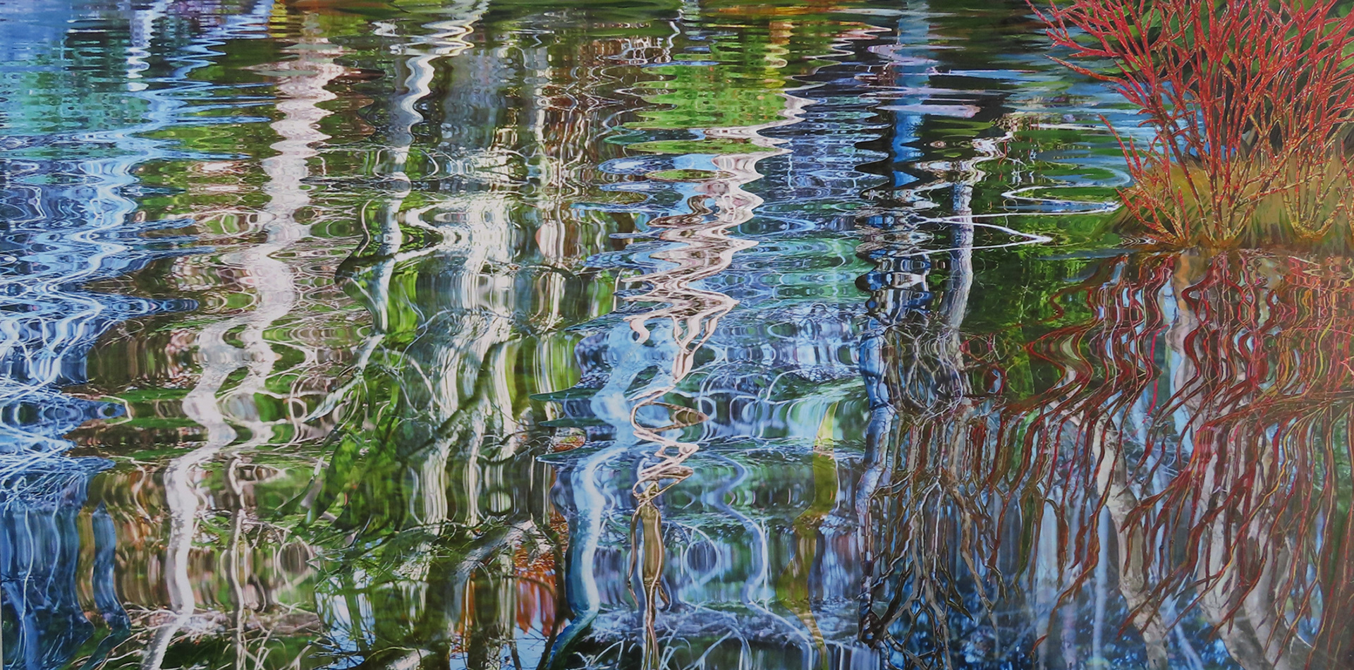 Reflectivity #1, 2024,  15" x30", cut paper collage and paint