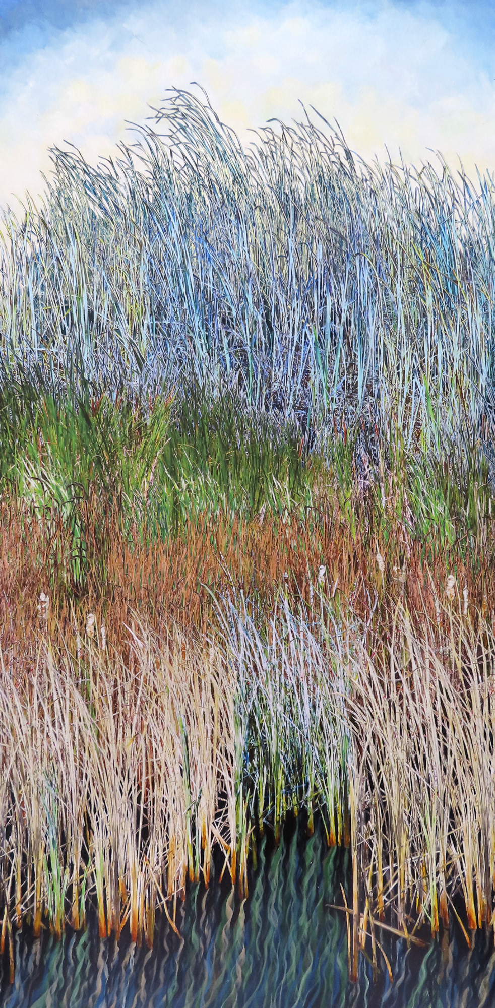 Four Seasons, 2025, 20" x40", hand cut paper photos and acrylic paint