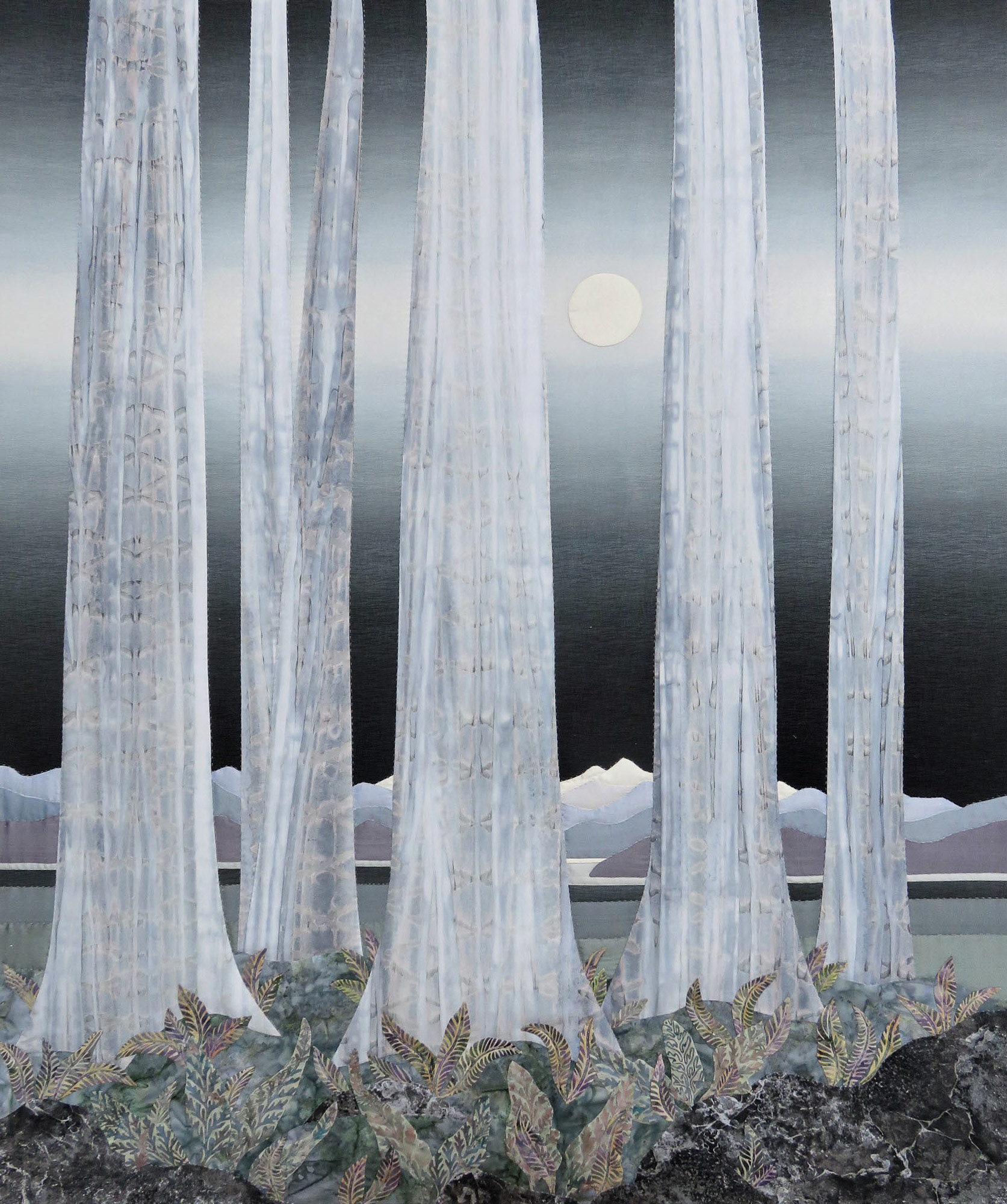 Spirit Sisters, 41" x 50", handworked silks, batiks & cottons