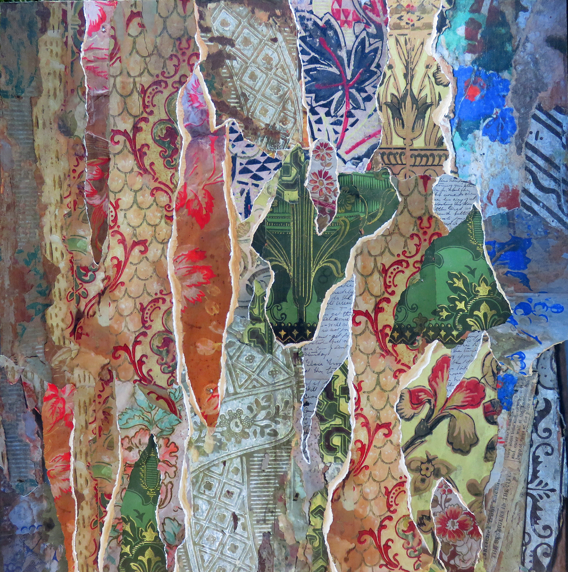 Fragments in Time #4, 2023, 24" x 24",  mixed media on birch board, SOLD