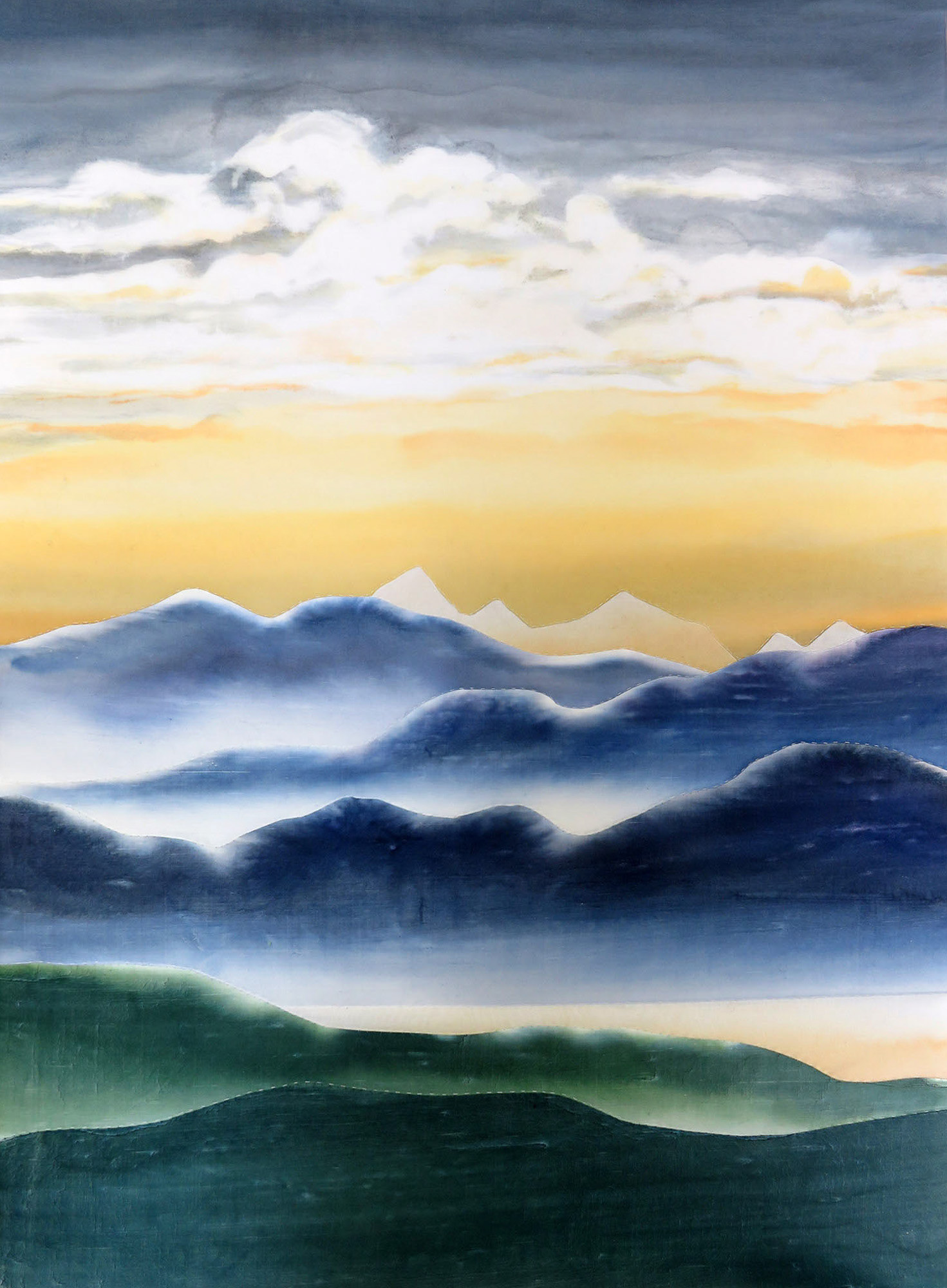 Mountain Memories 2018, 25" x 35", painted texiles, SOLD