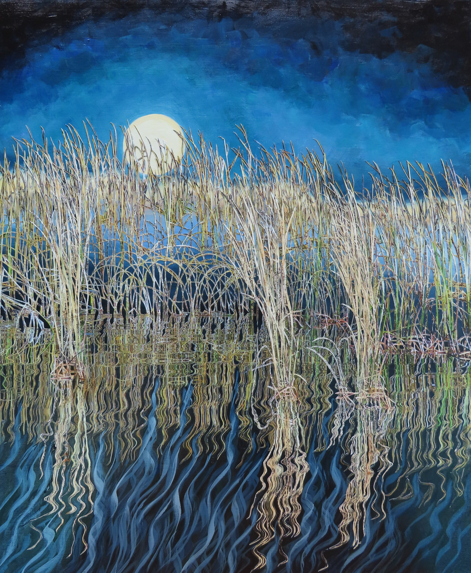 Whispering Reflections,  2025,  24"x 20", hand cut paper photos and acrylic paint