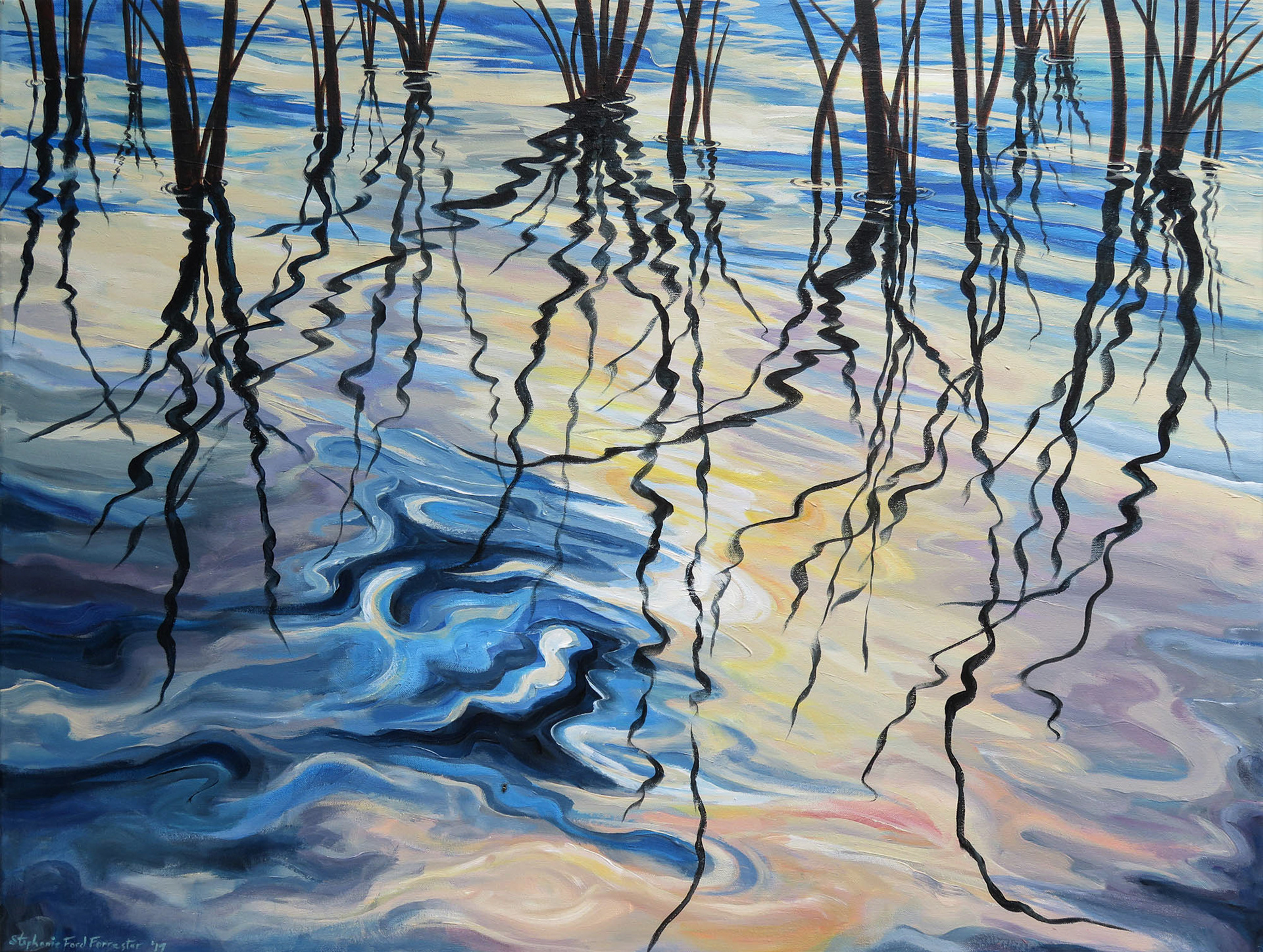 November Reflection,  38"x 29", acrylic on canvas