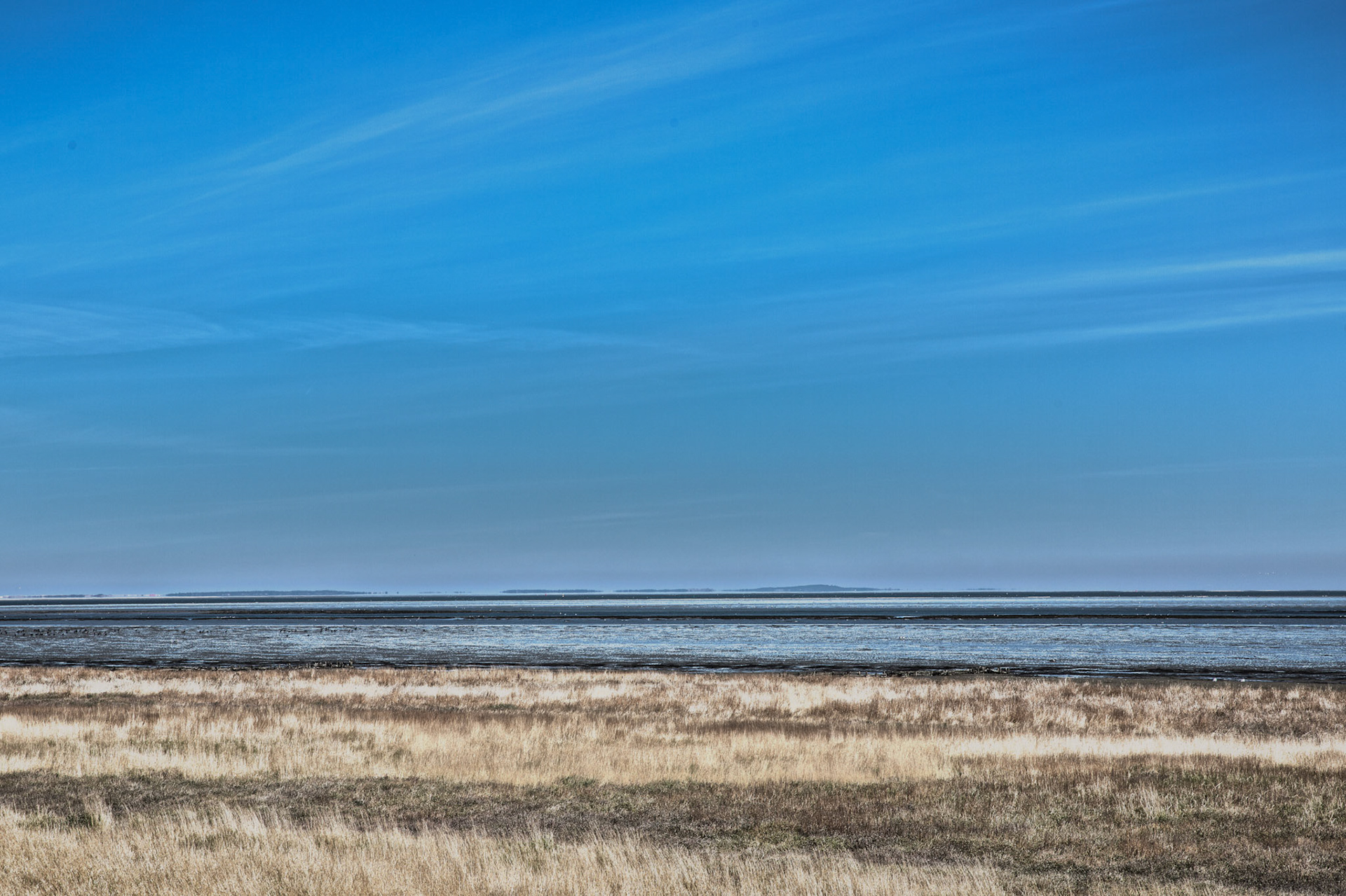 Waddenzee met zicht op Vlieland, Terschellingen en Ameland