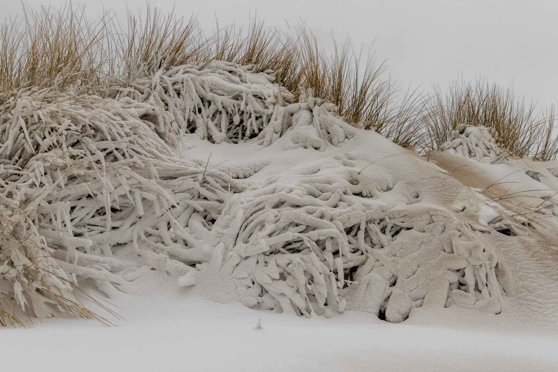 stuifzand bedekt de stuifsneeuw in het Schipgat