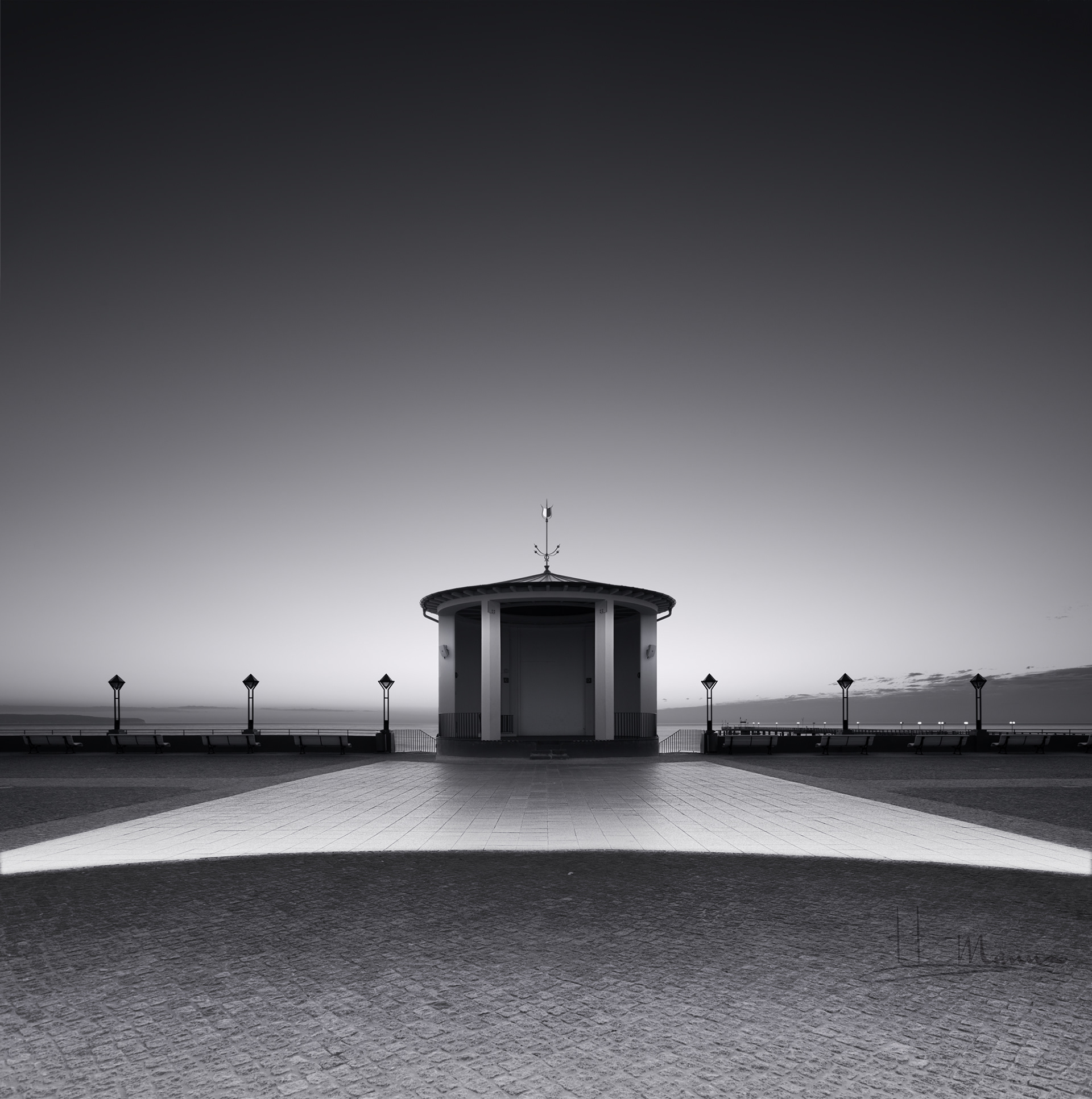 Binz, Promenade, Schwarz/Weiß, Place, Early Morning