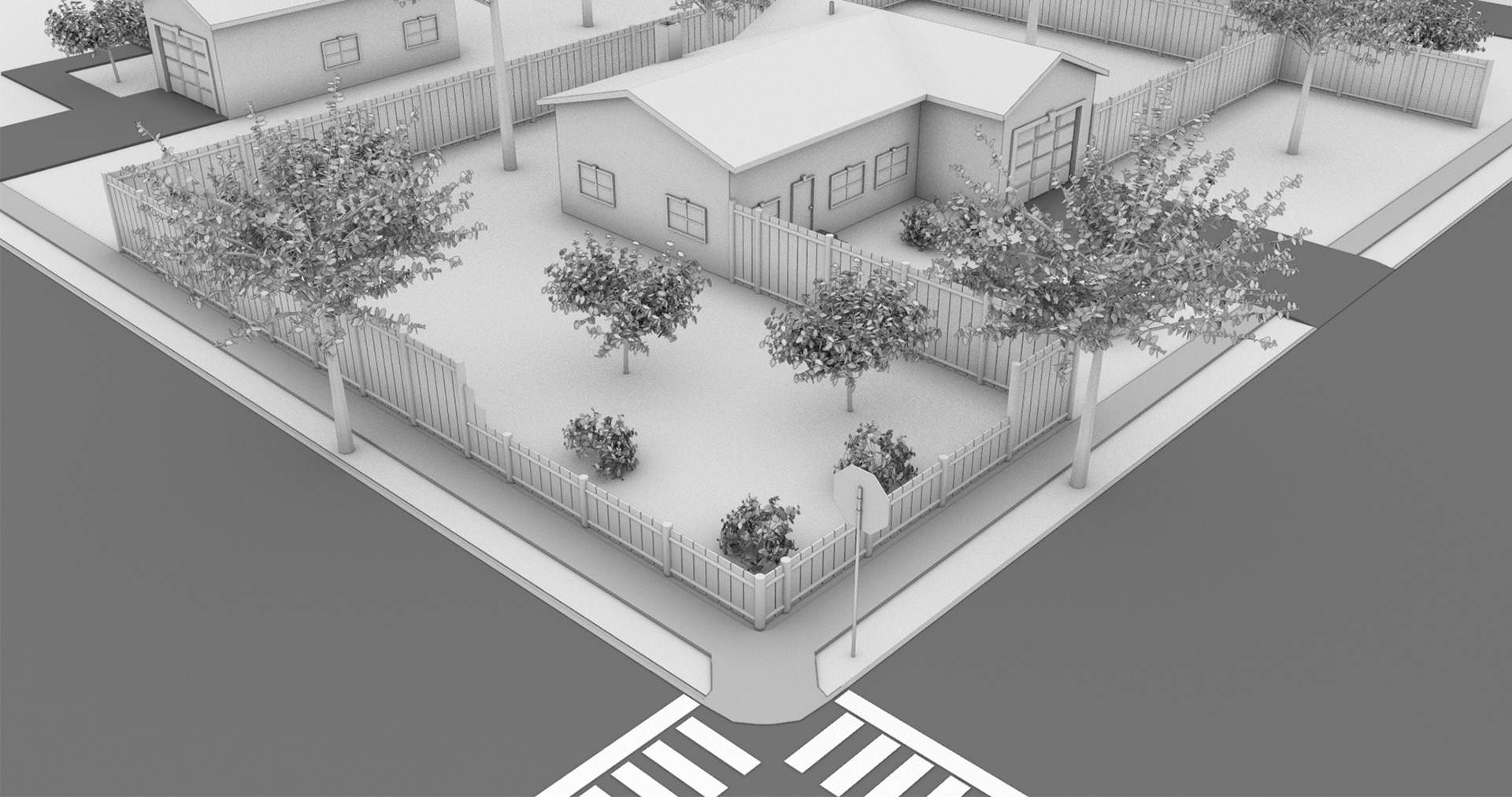 3D Illustration of Corner Lot Fence Regulations