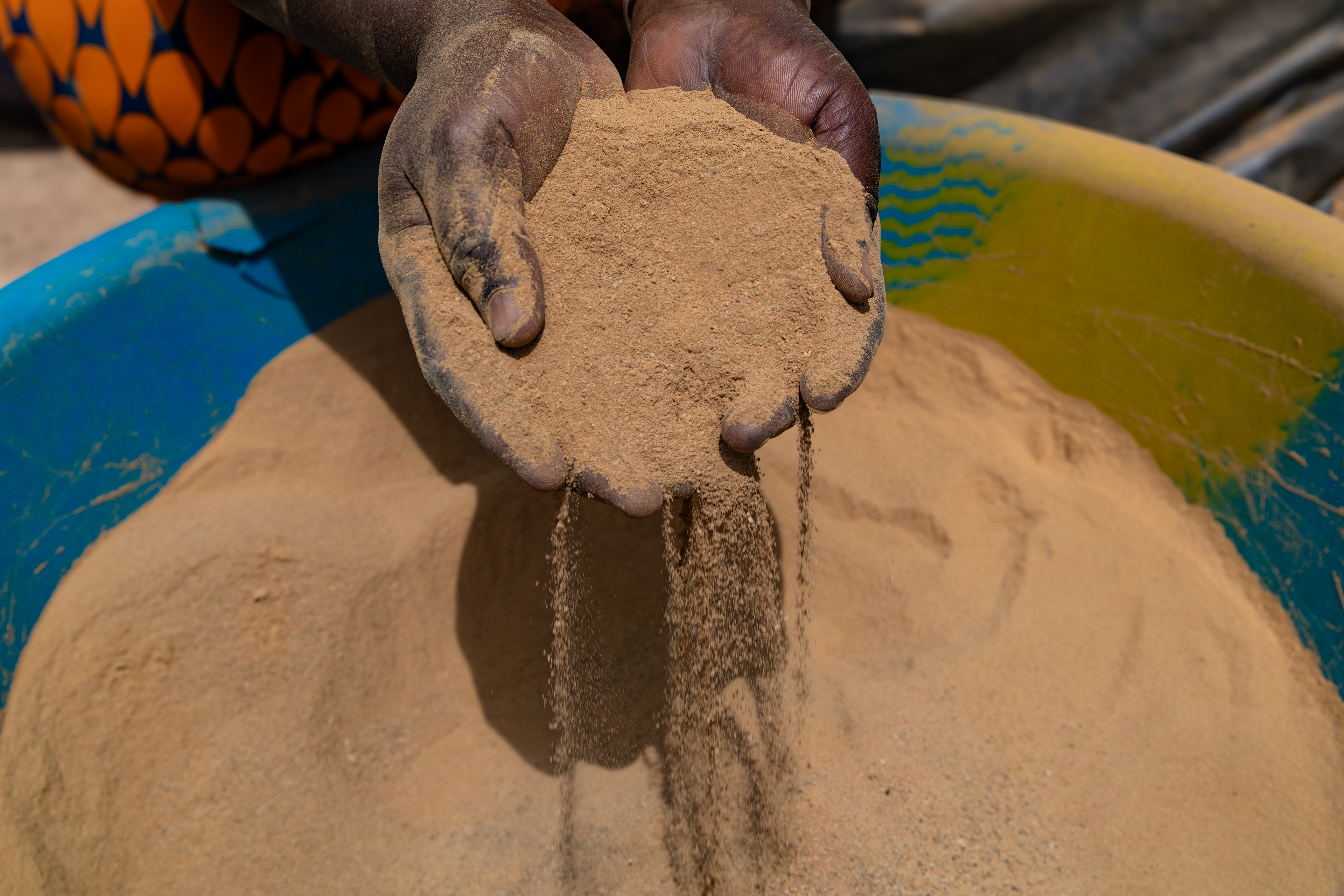 Finely processed material is sorted and prepared for gold concentration.