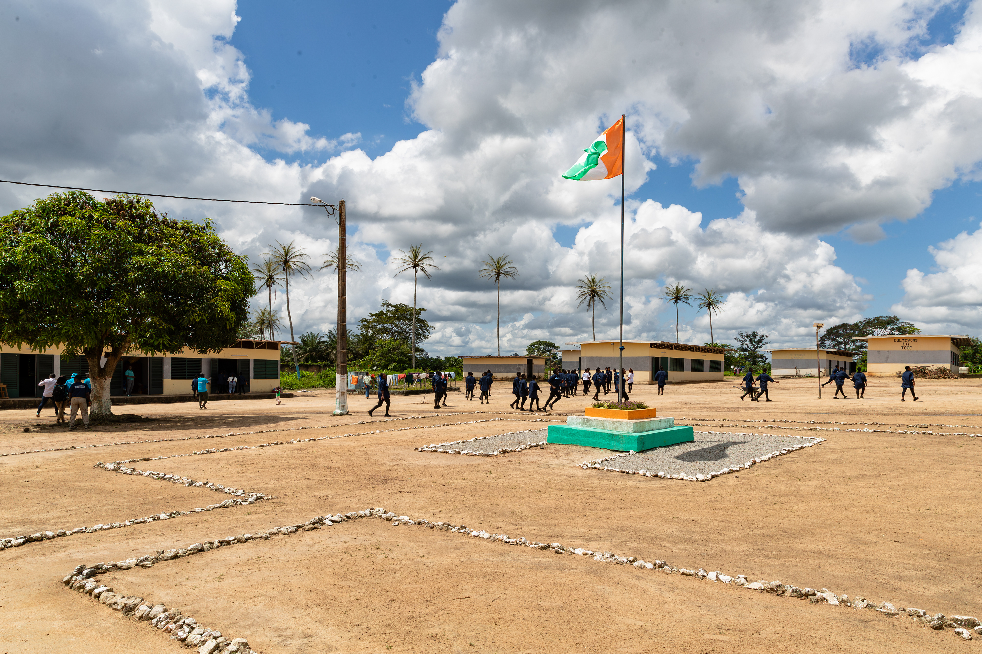 The courtyard of the Centre Civique d’Action pour le Développement in Guédikpo, South-West Côte d’Ivoire, on October 15, 2024, serves as a vital training space where vulnerable young girls, aged 16 to 24, are given a second chance through UNICEF-supported programs. These initiatives equip them with life skills, employability training, and civic engagement, empowering their social and professional integration in Côte d’Ivoire. Photo by Miléquêm Diarassouba.