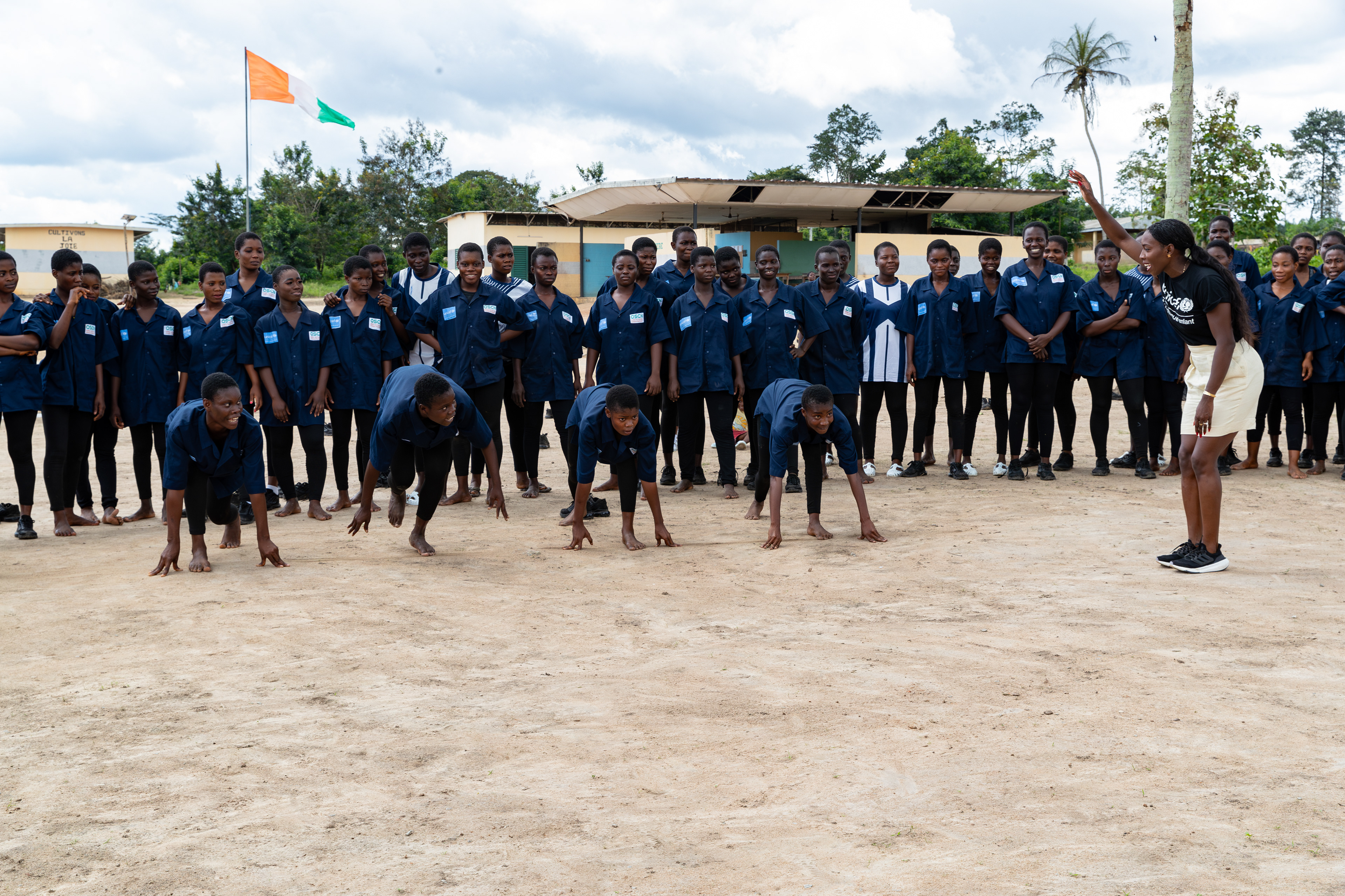 On 15th October 2024, at the Centre Civique d’Action pour le Développement in Guédikpo, South-West Côte d’Ivoire, world champion sprinter and UNICEF Ambassador Murielle Ahouré Demps organizes a race for the girls during her visit. Captured by Miléquêm Diarassouba, Photojournalist West Africa.