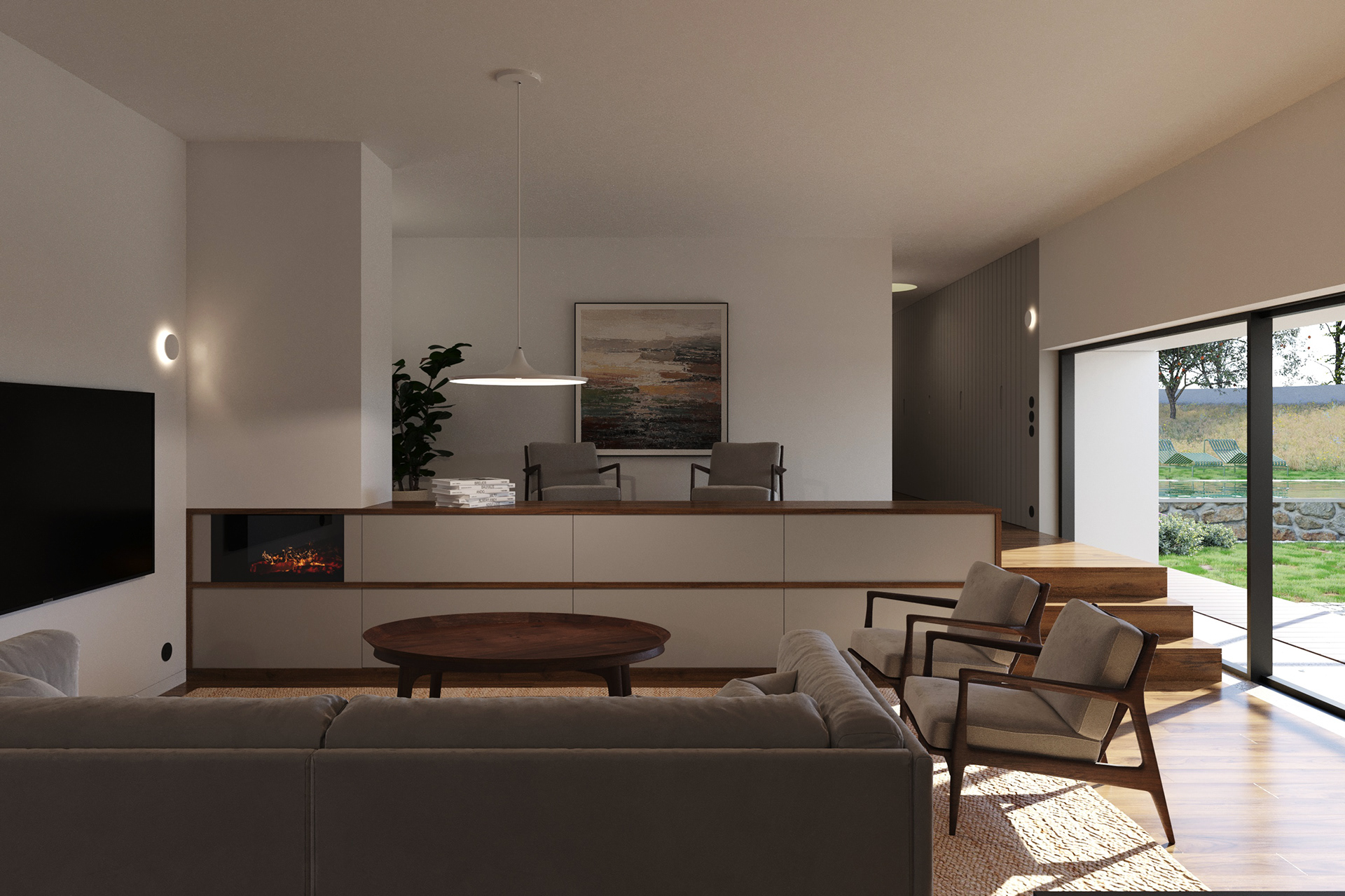 Living room and reading area