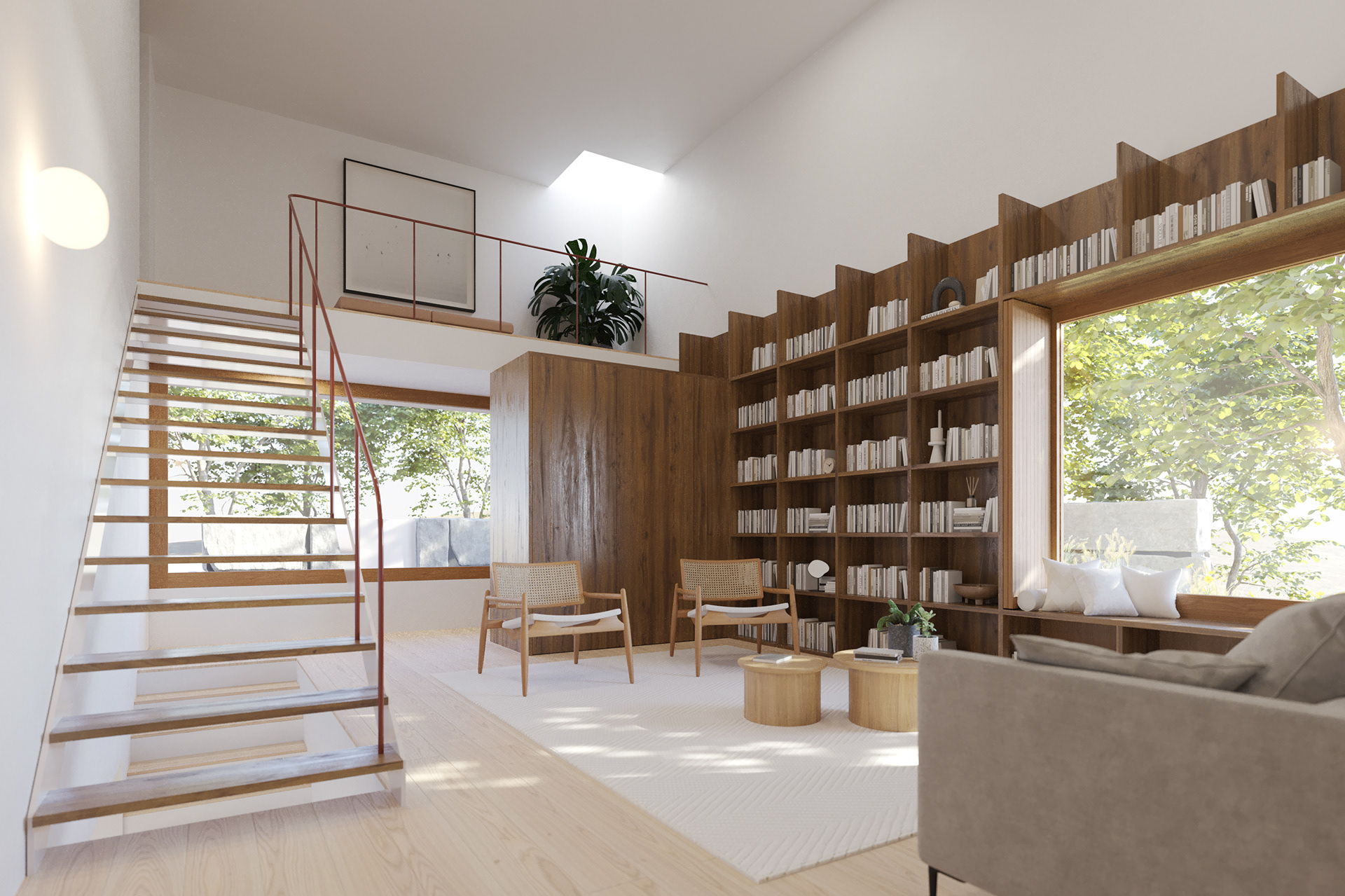 Entrance and library