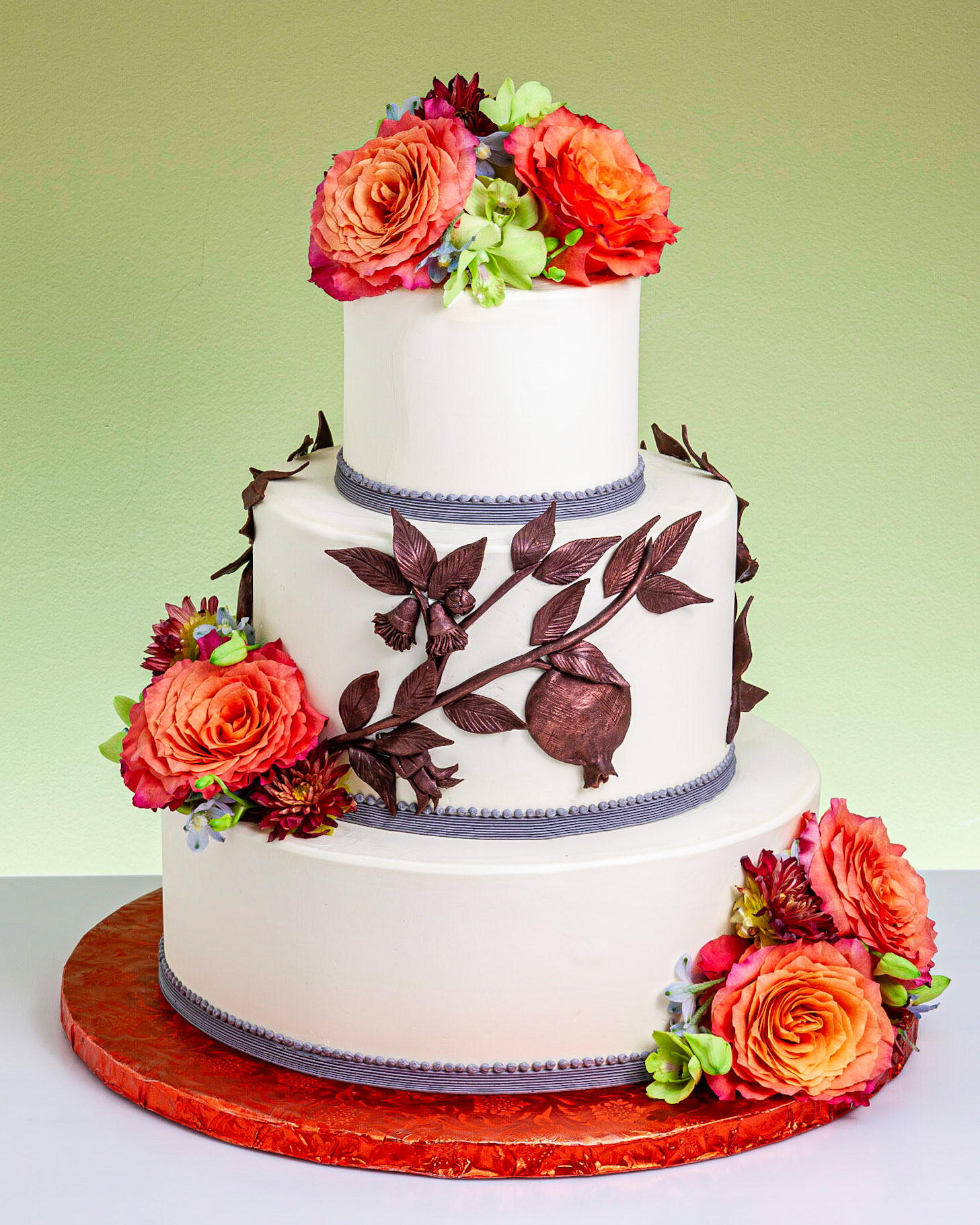 Copper Pomegranates Wedding Cake
