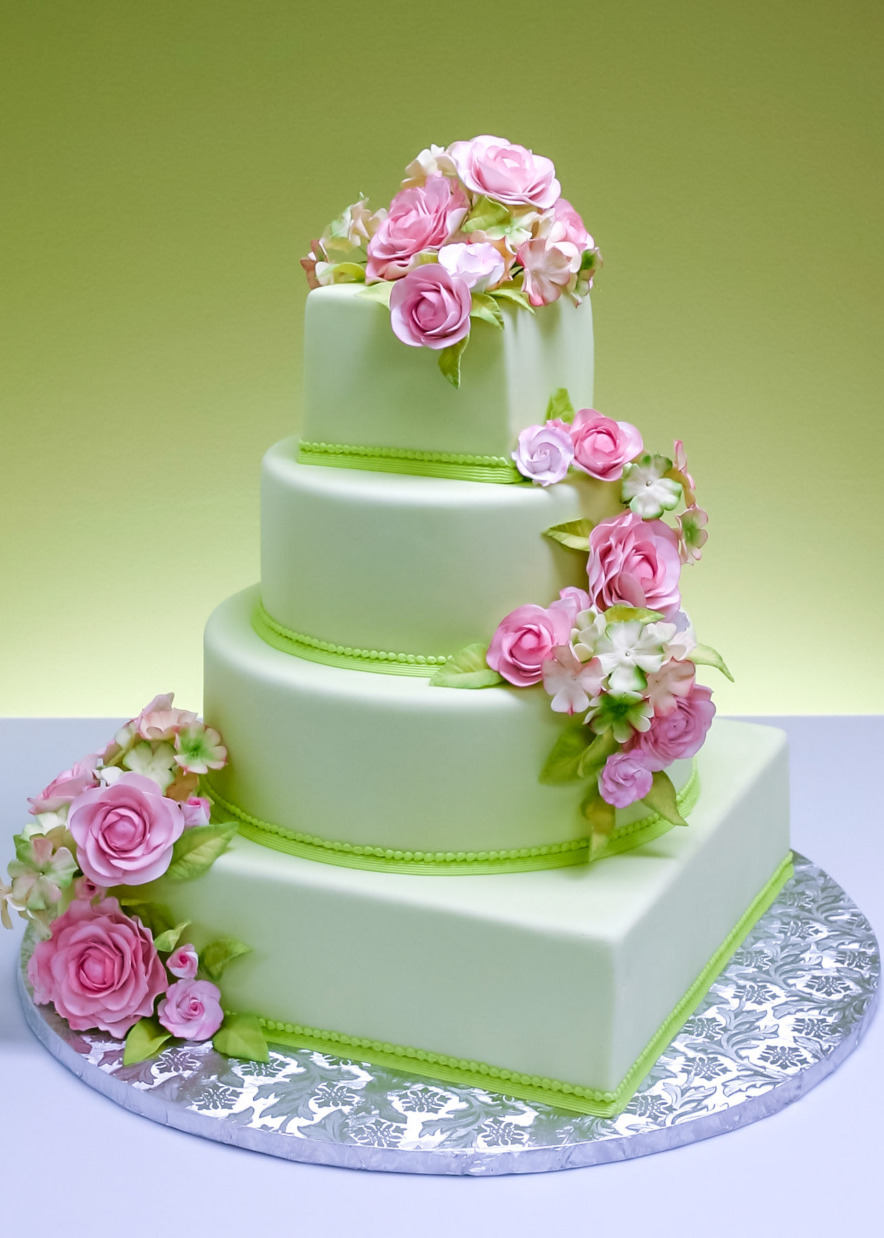 Peonies & Hydrangea Wedding Cake