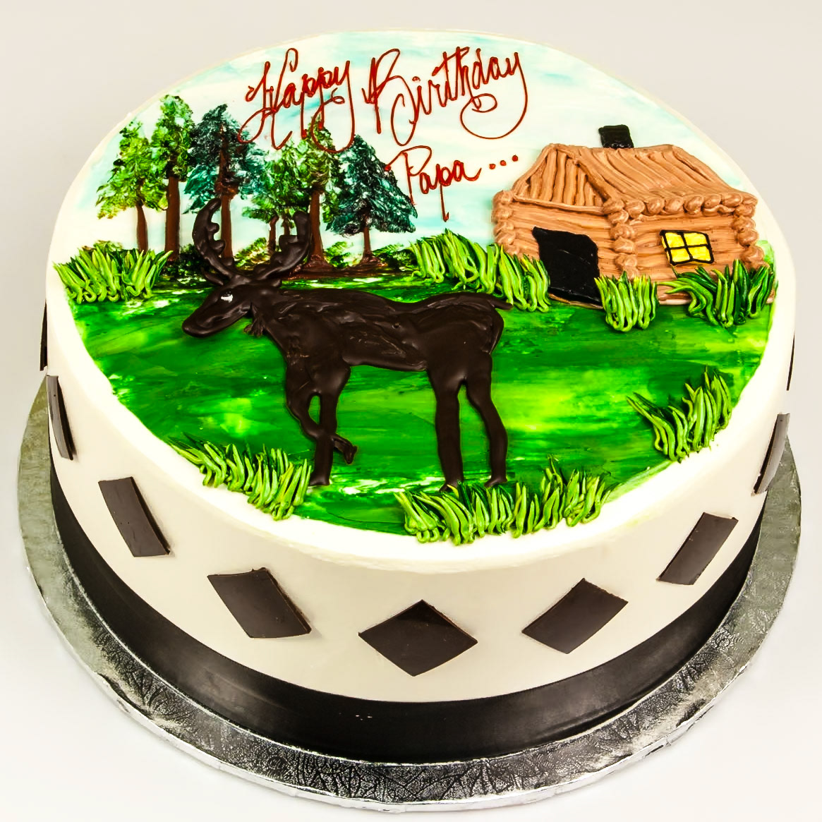 Log Cabin & Moose Cake